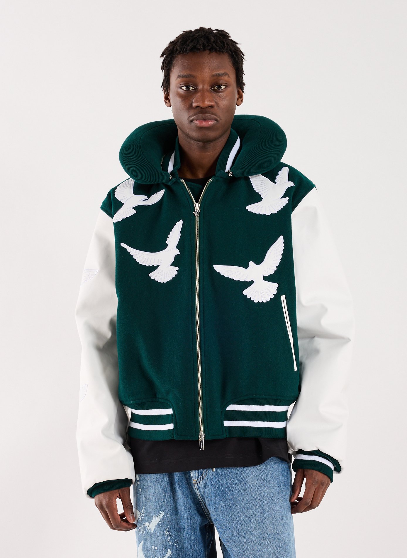 Wool varsity jacket with padded collar 3 PARADIS Green