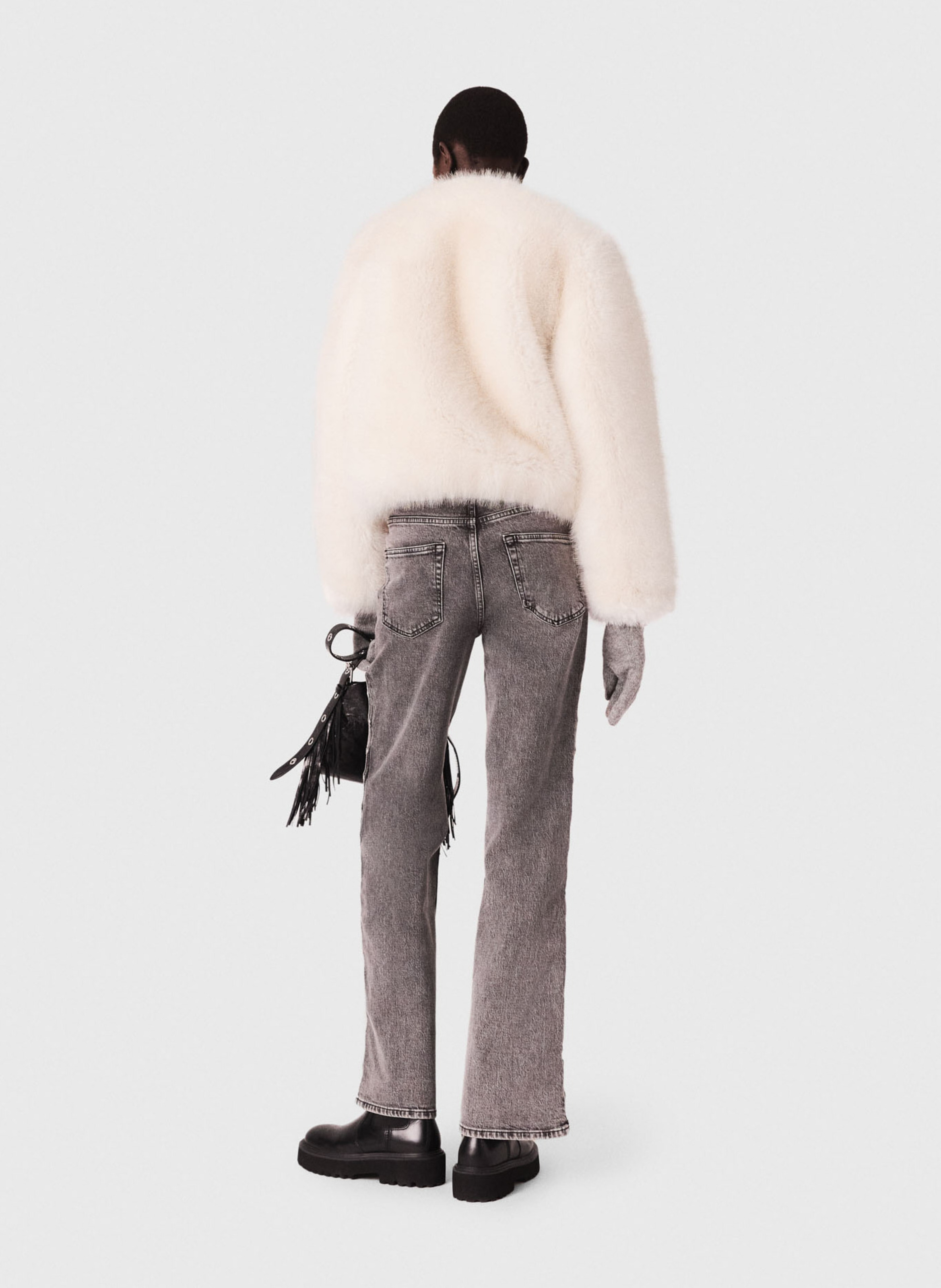 Jean droit en coton mélangé MAJE Gris