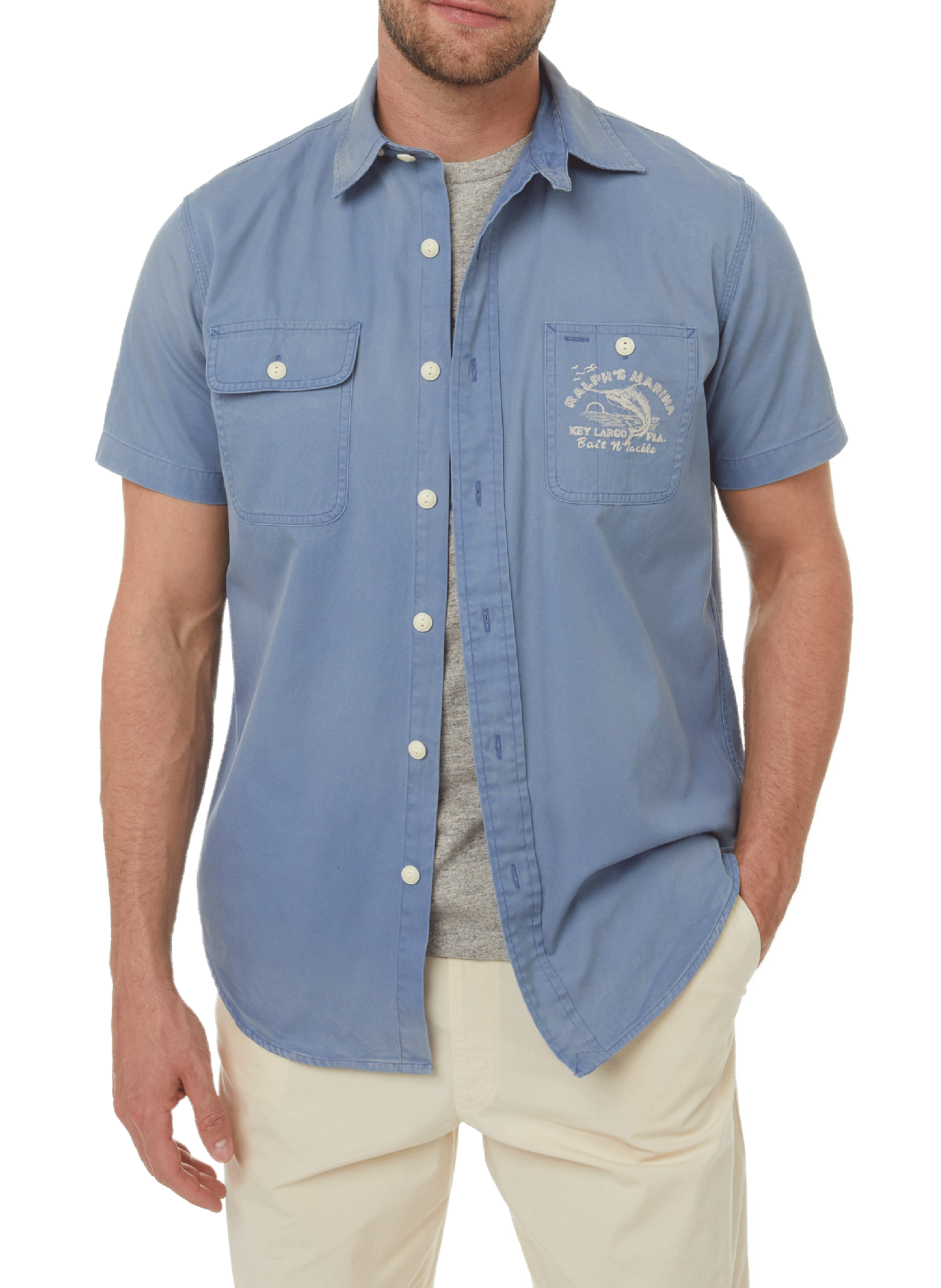 POLO RALPH LAUREN Chemise manches courtes en coton Bleu