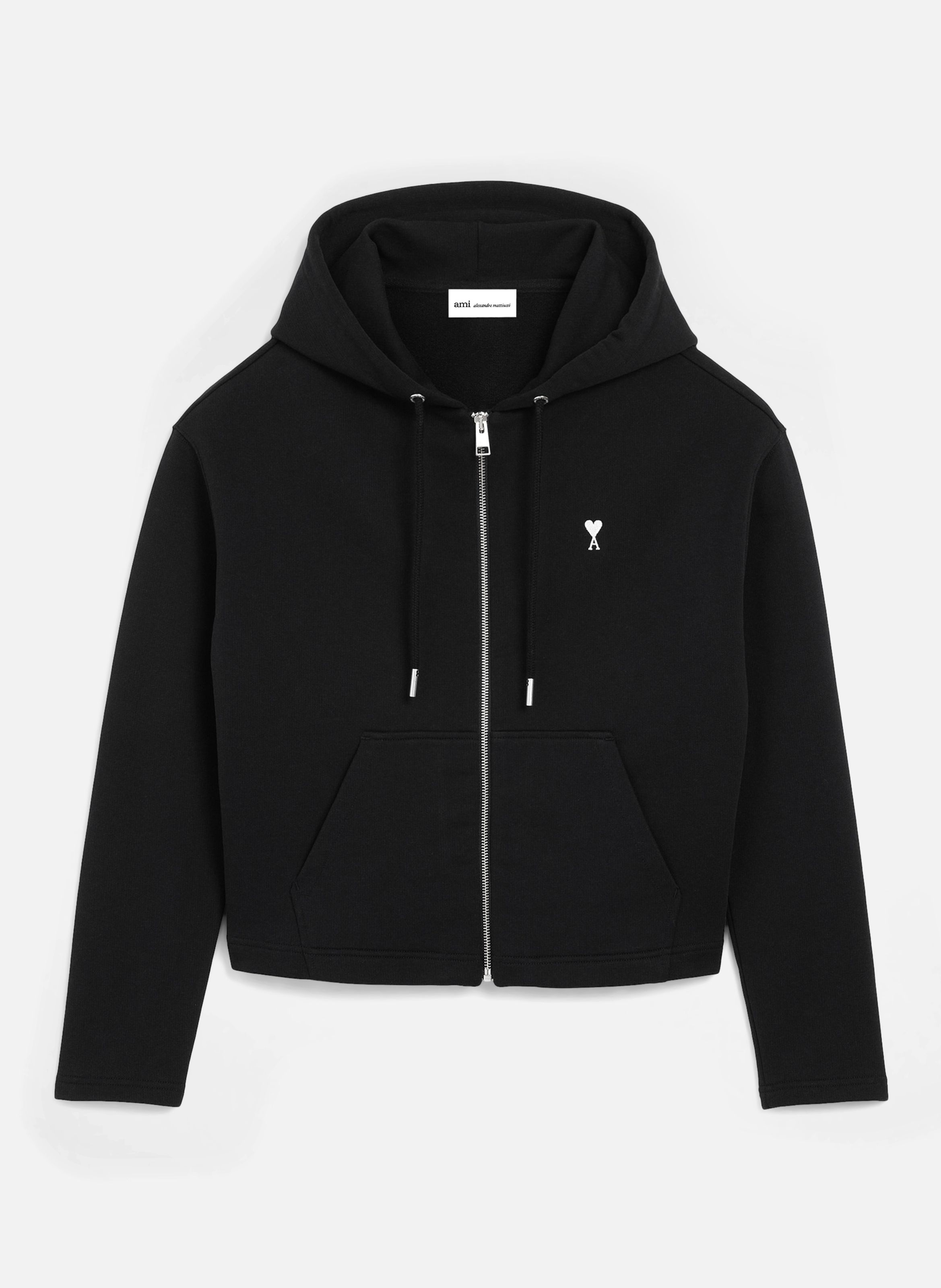 Hoodie zippé ami de coeur en coton AMI PARIS Noir