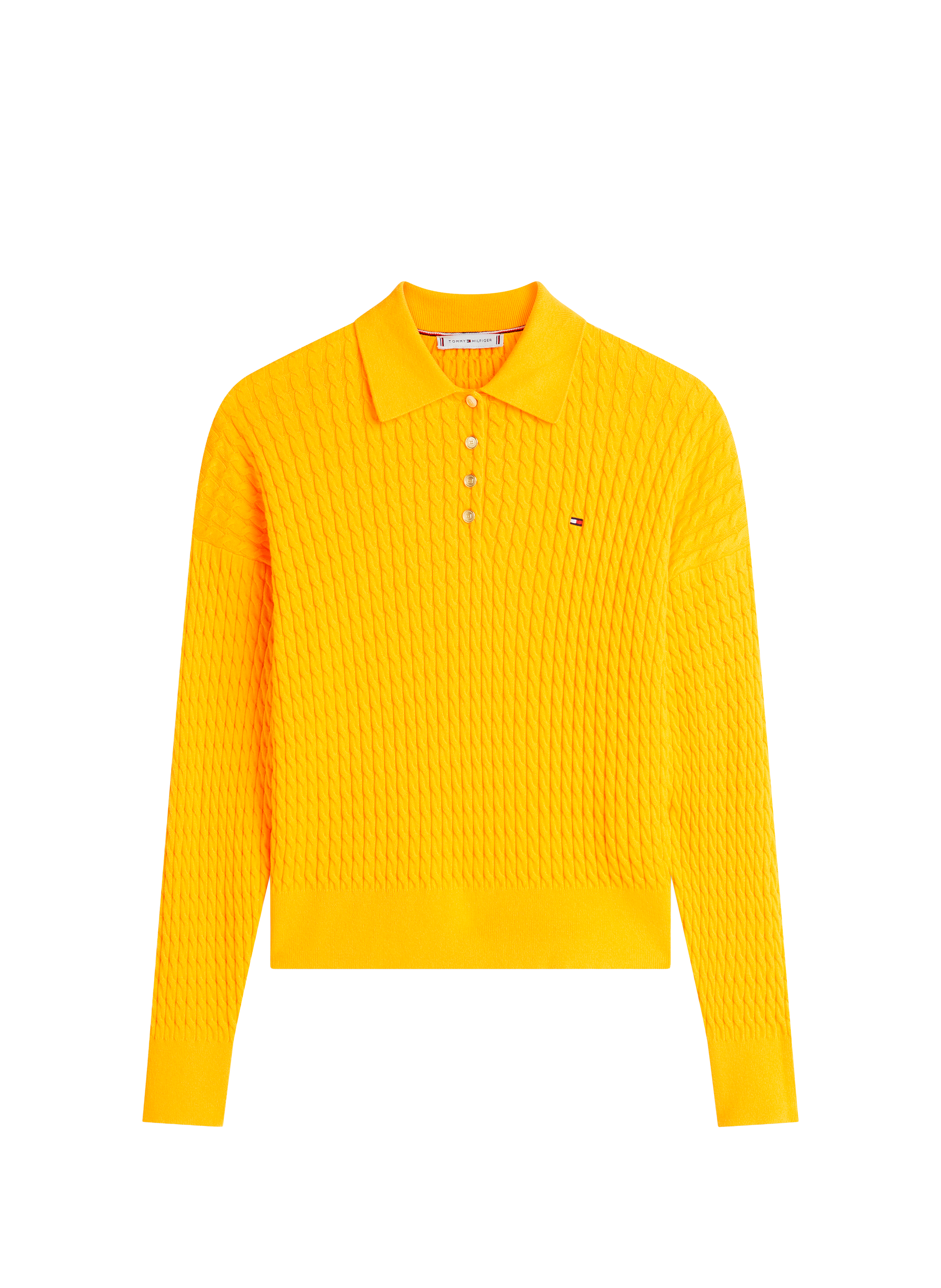 Polo décontracté en maille torsadée en coton TOMMY HILFIGER Orange