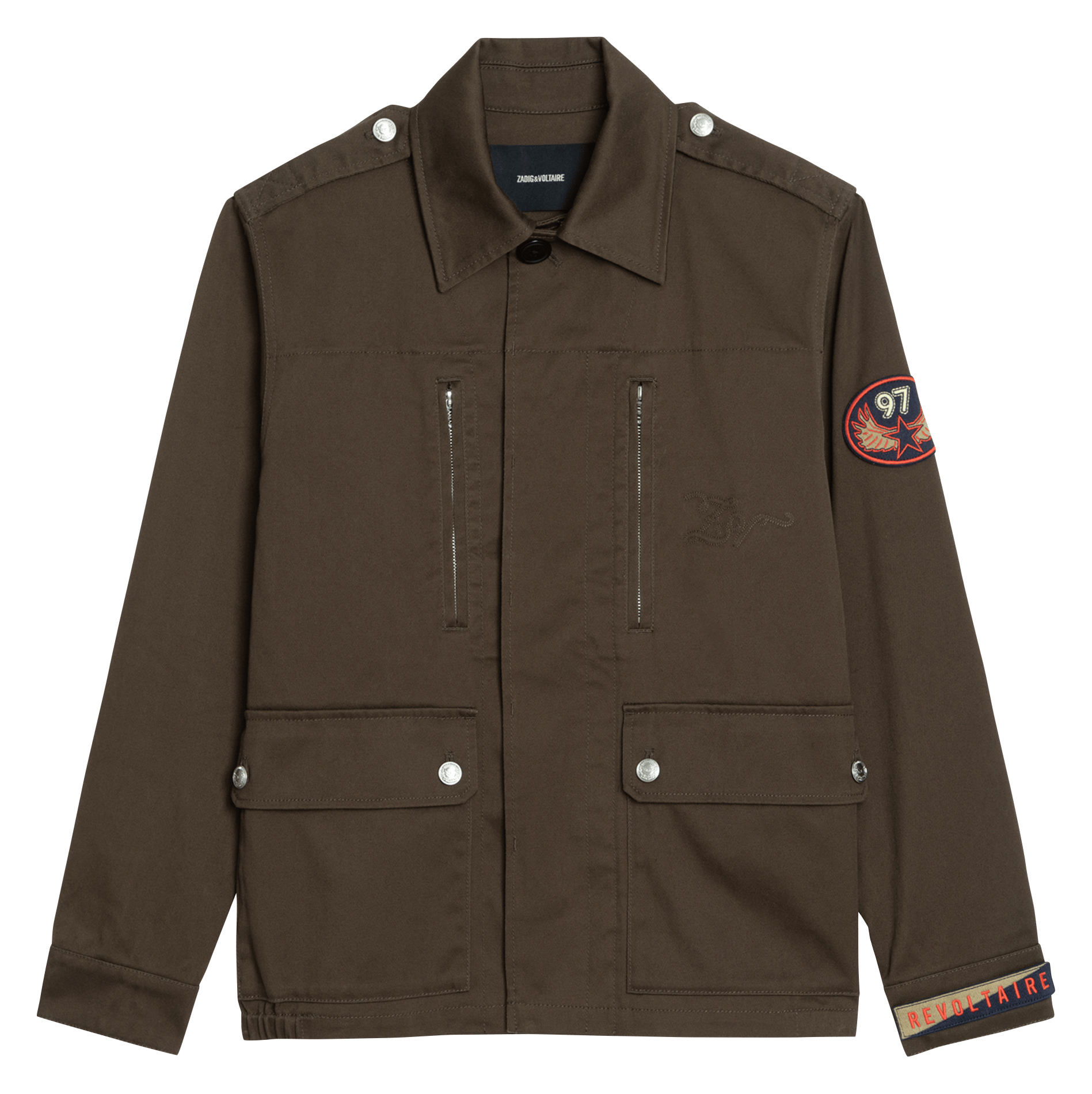 Veste droite unie en coton kid ZADIG&VOLTAIRE Vert