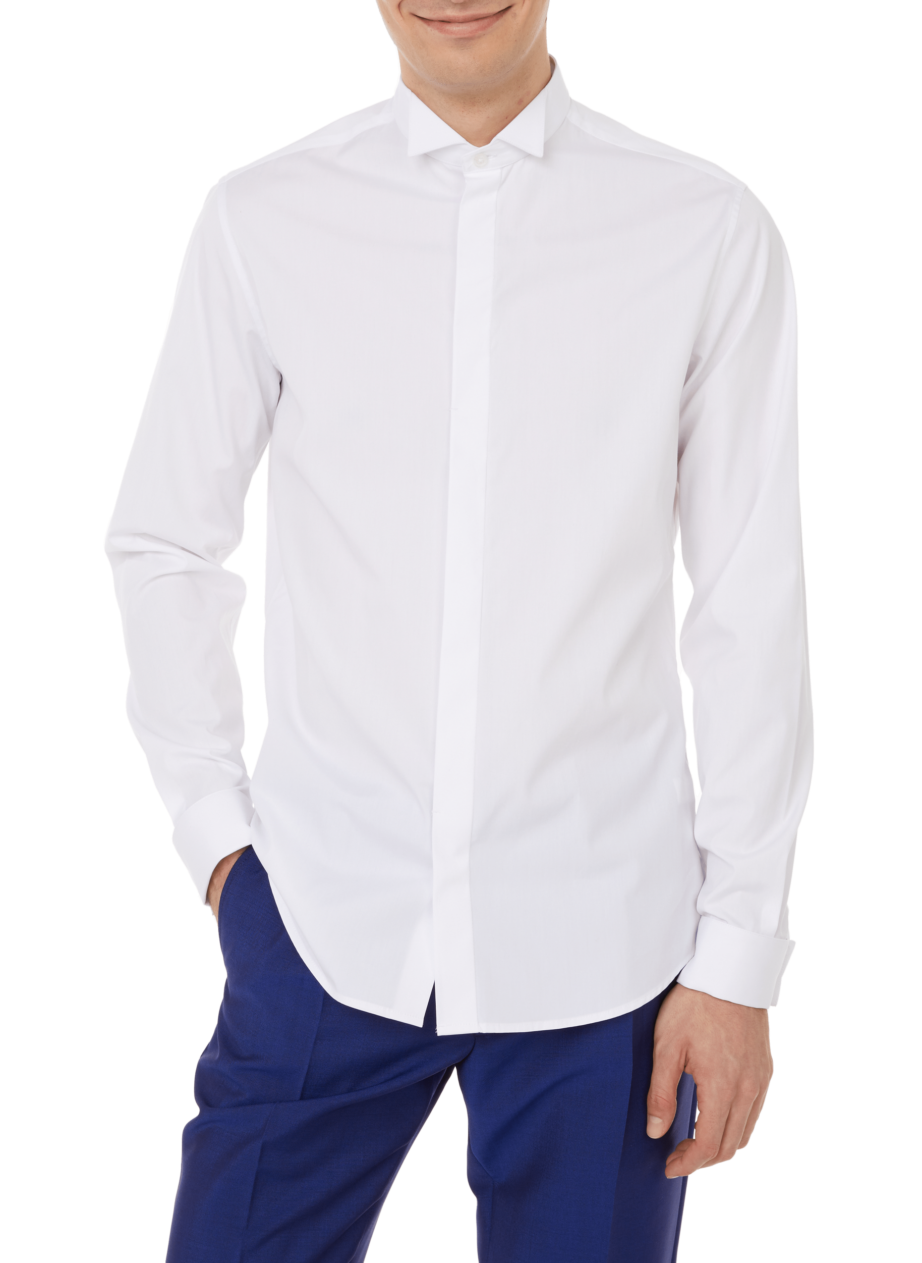 Chemise slim en popeline de coton AU PRINTEMPS PARIS Blanc