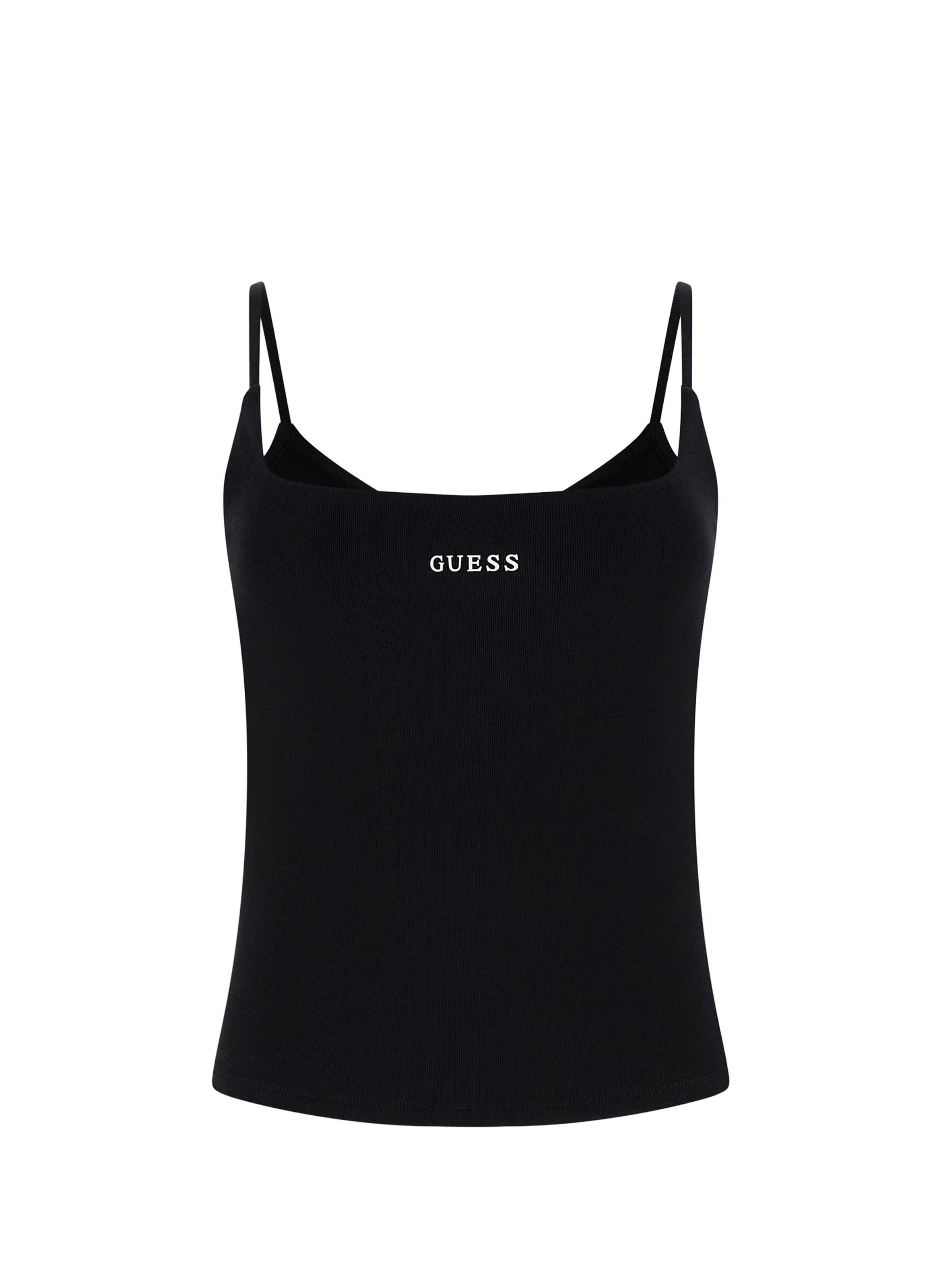 Débardeur côtelé à logo GUESS Noir