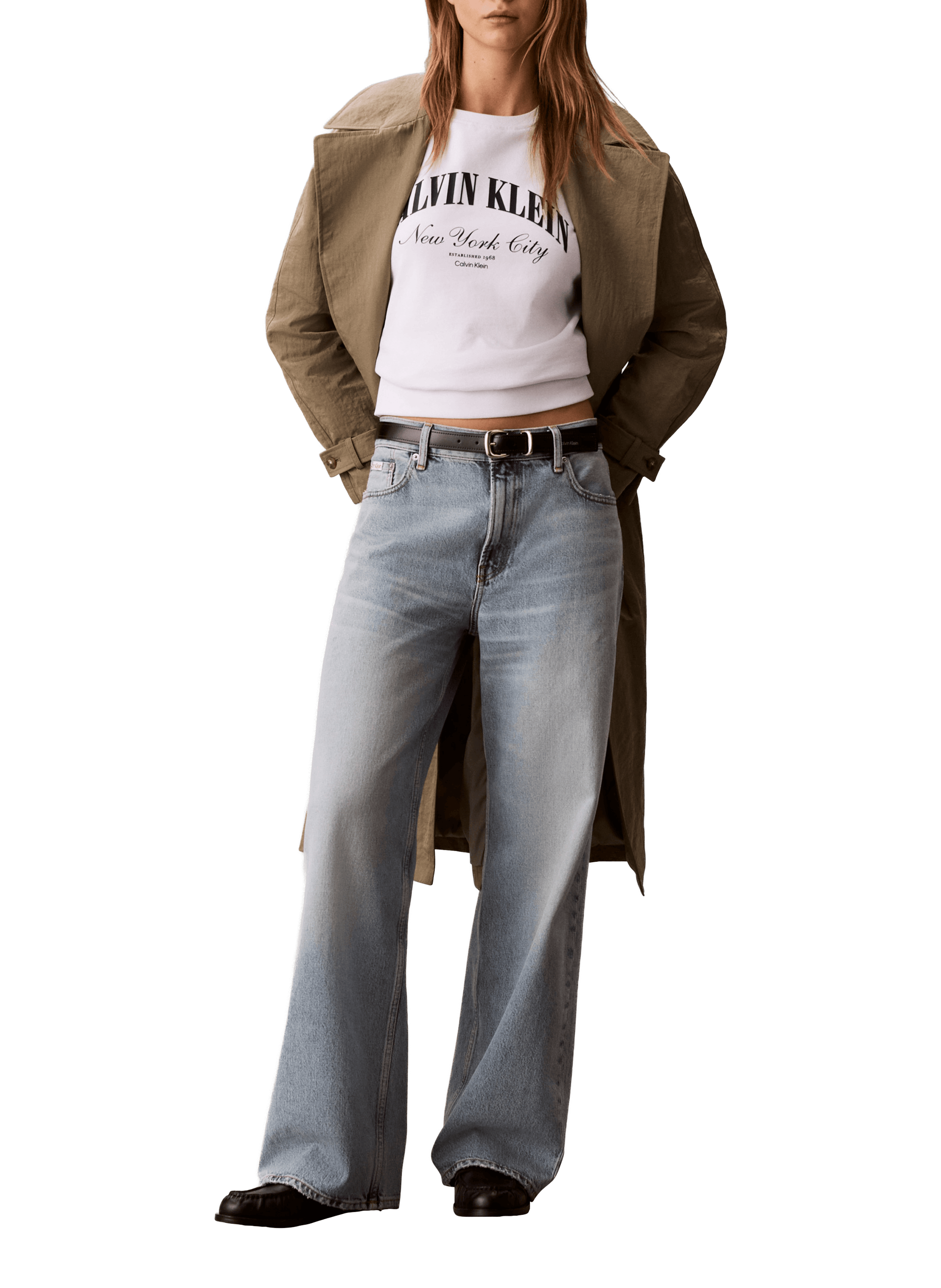 Jean ample délavé en coton CALVIN KLEIN Bleu