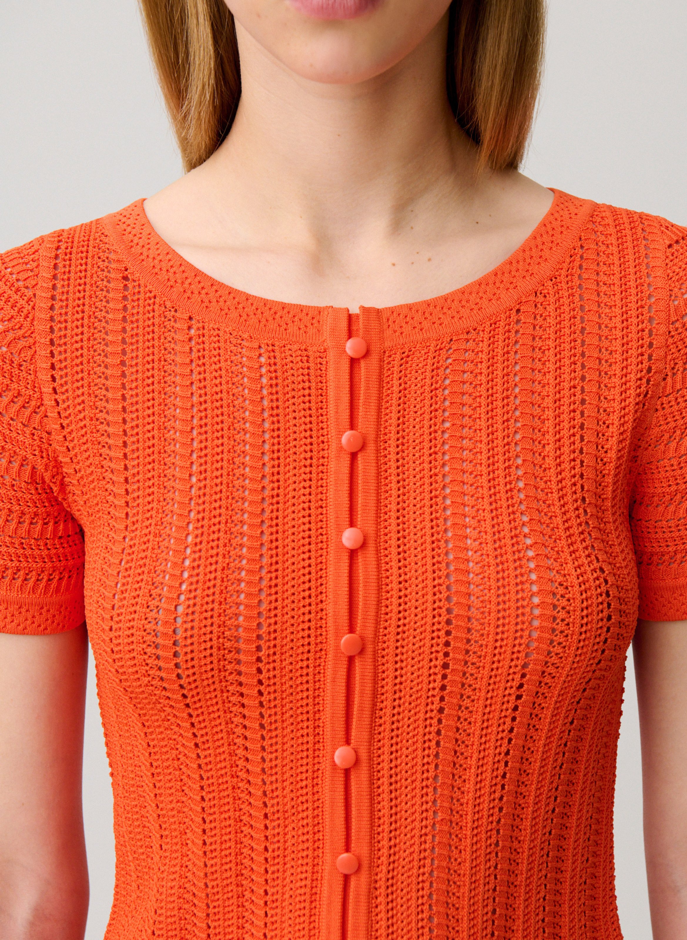 Top droit col rond en maille CLAUDIE PIERLOT Orange