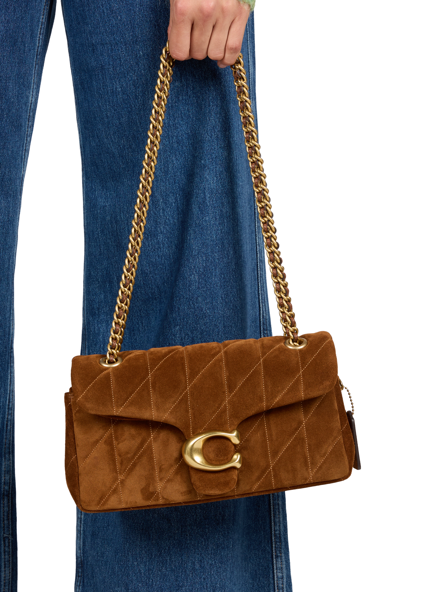 Sac à main matelassé Tabby 26 en cuir suédé Marron