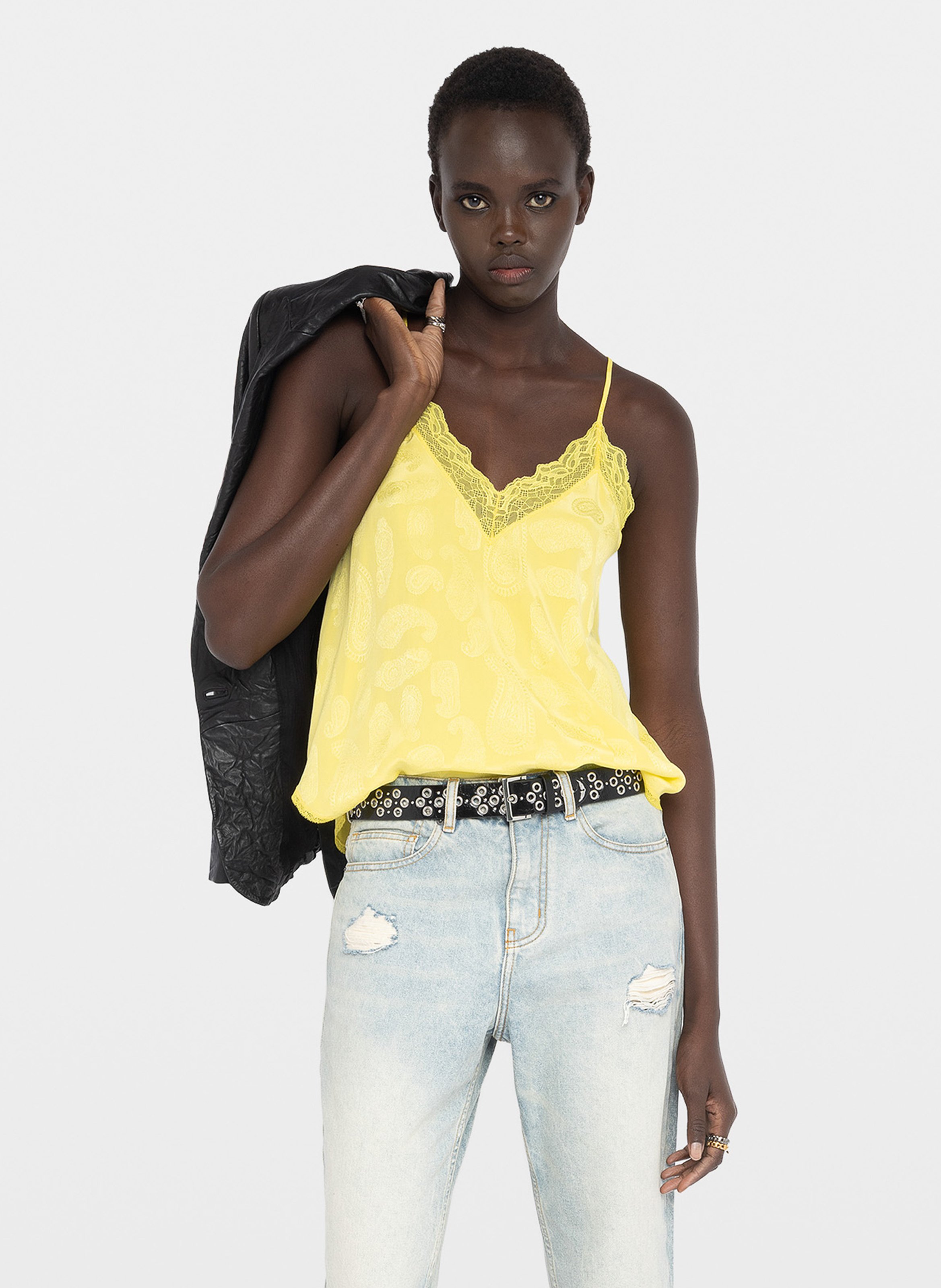 Caraco imprimé col v en soie christy ZADIG&VOLTAIRE Jaune