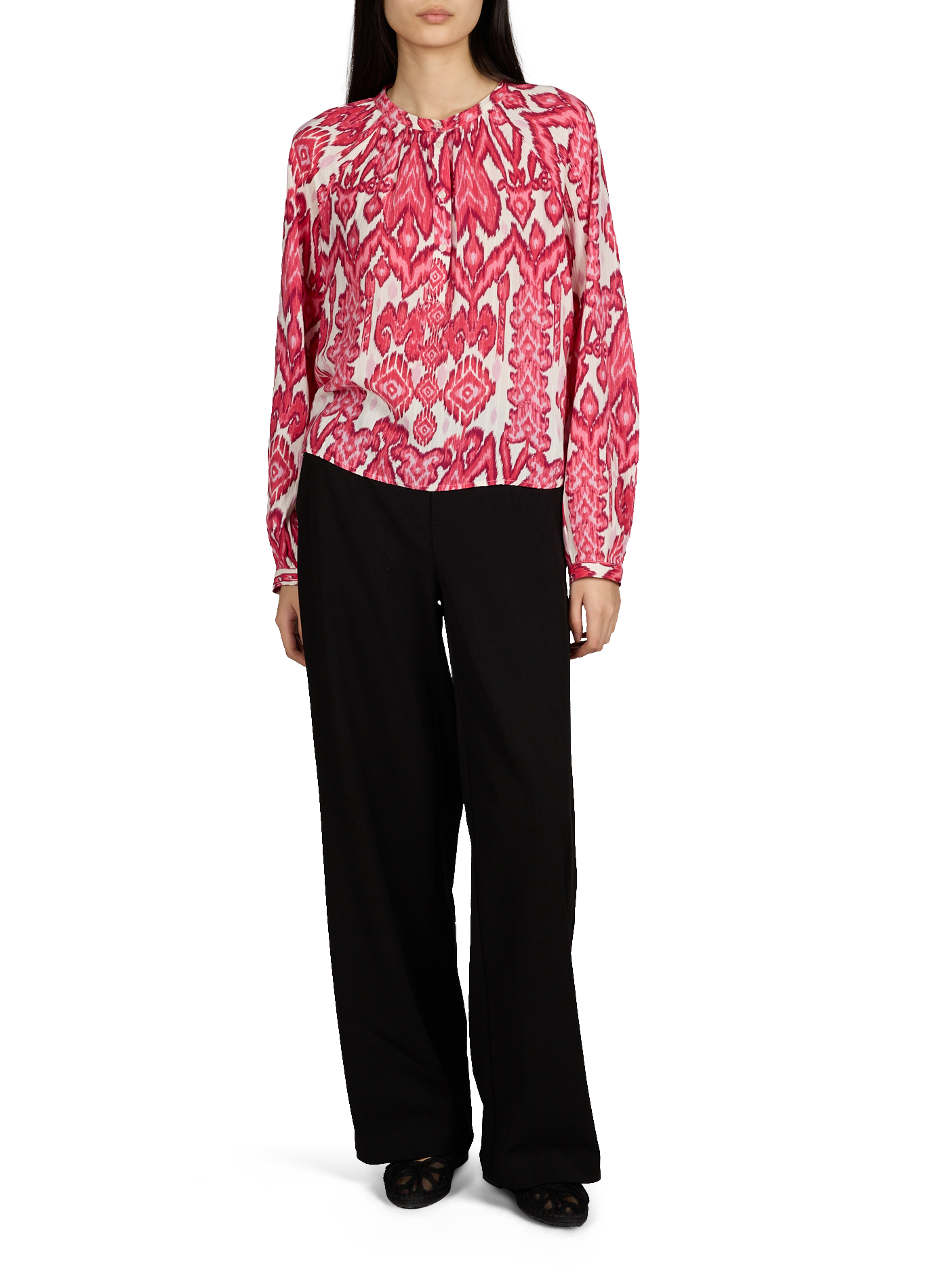 Top fluide imprimé à manches longues VILA Beige