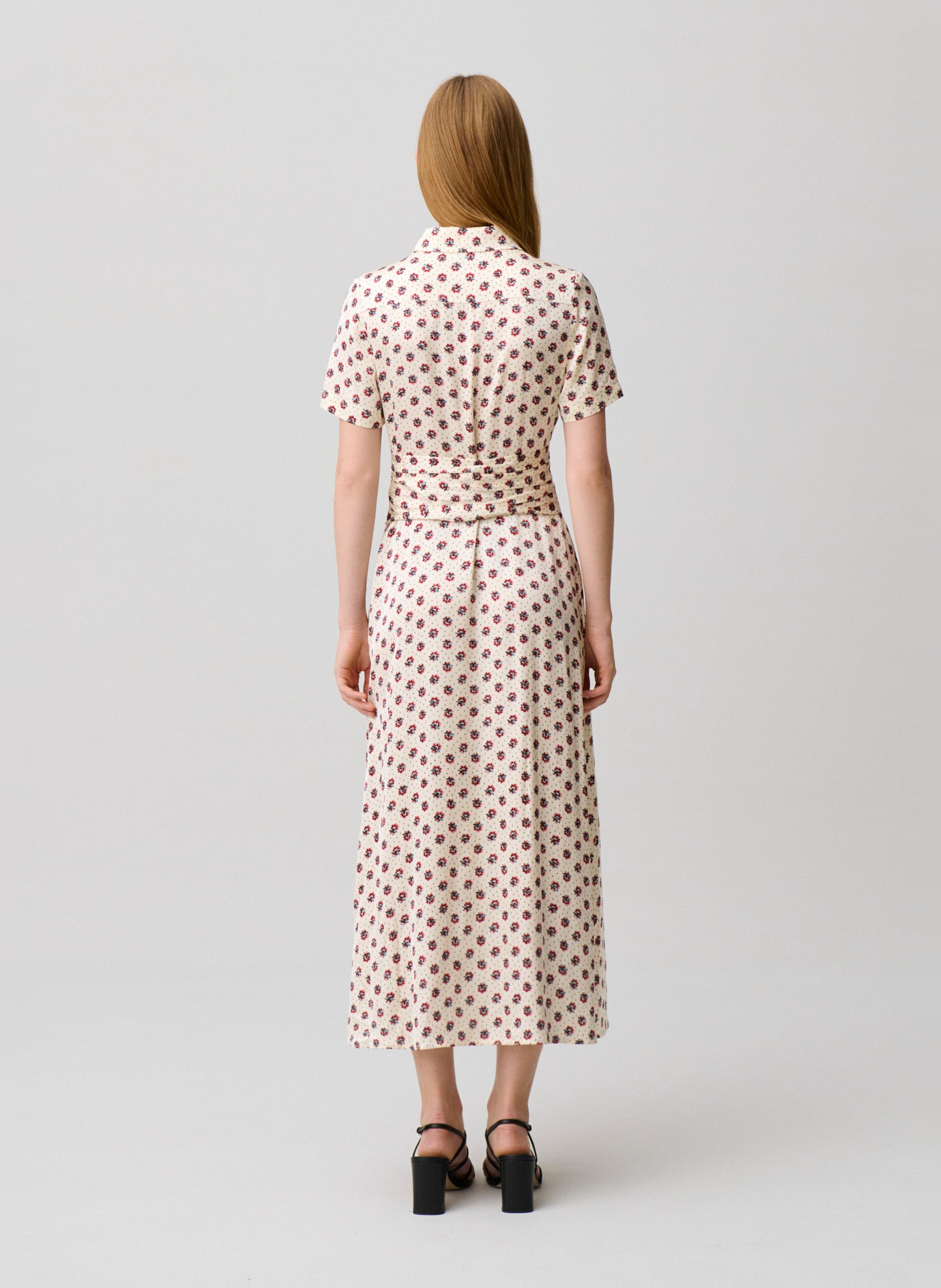 Robe midi drapée à motif CLAUDIE PIERLOT Multicolore