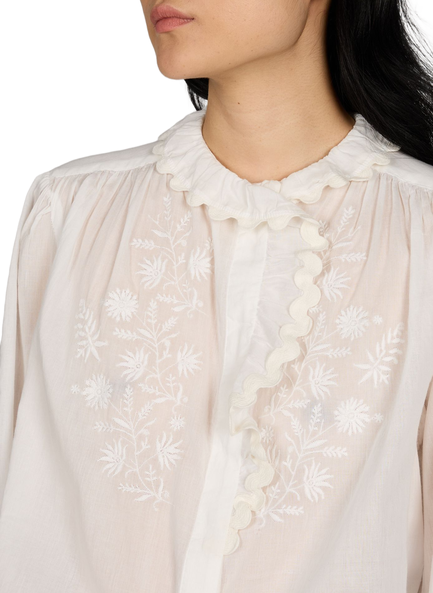 Shirt with flower embroideries in cotton LOUISE MISHA White