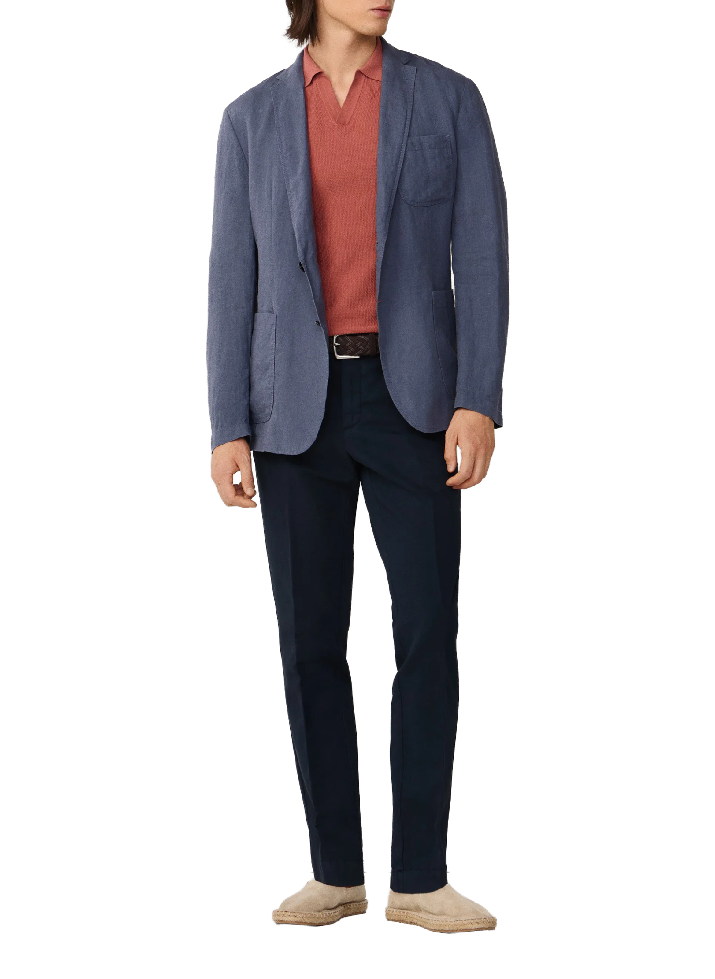 Kensington slim chino pants in linen and cotton Blue