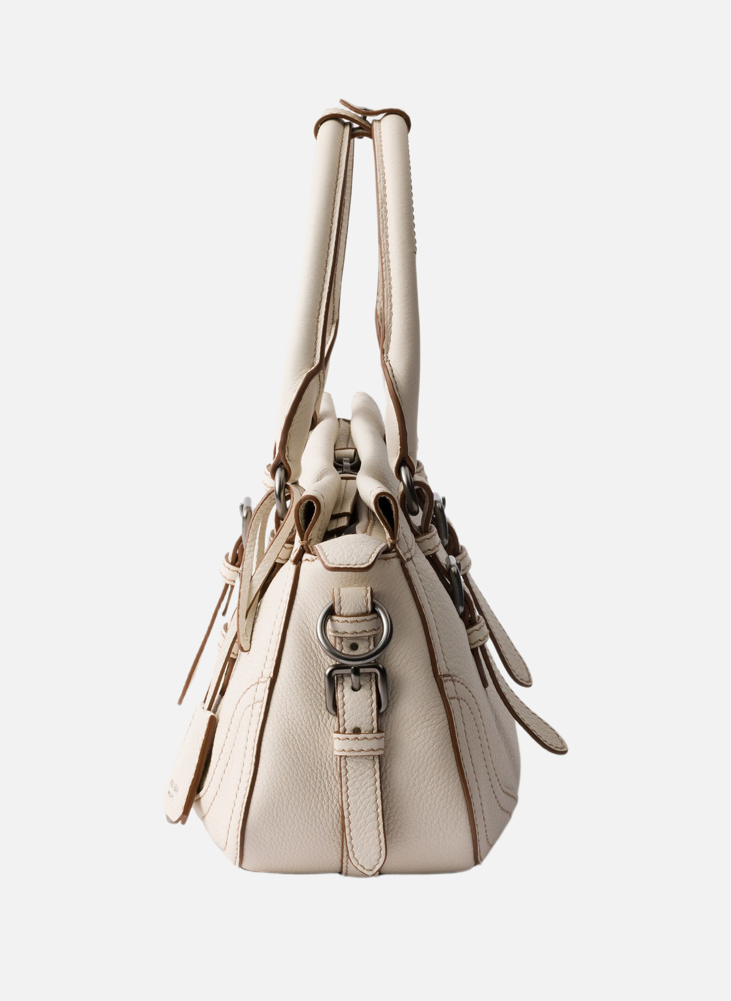 Grand cabas en cuir PRADA Beige