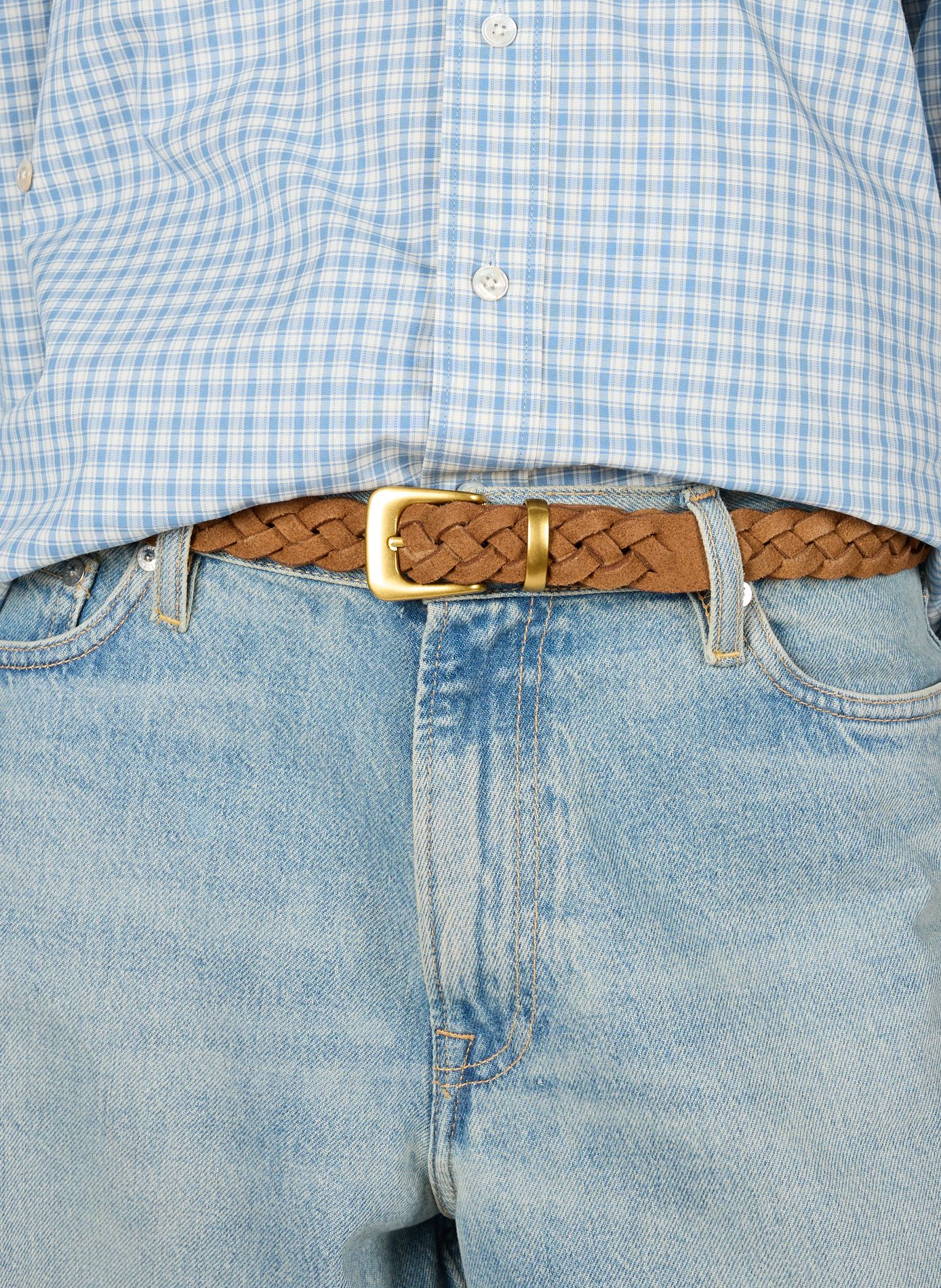 Braided Andora suede leather belt SUNCOO Brown