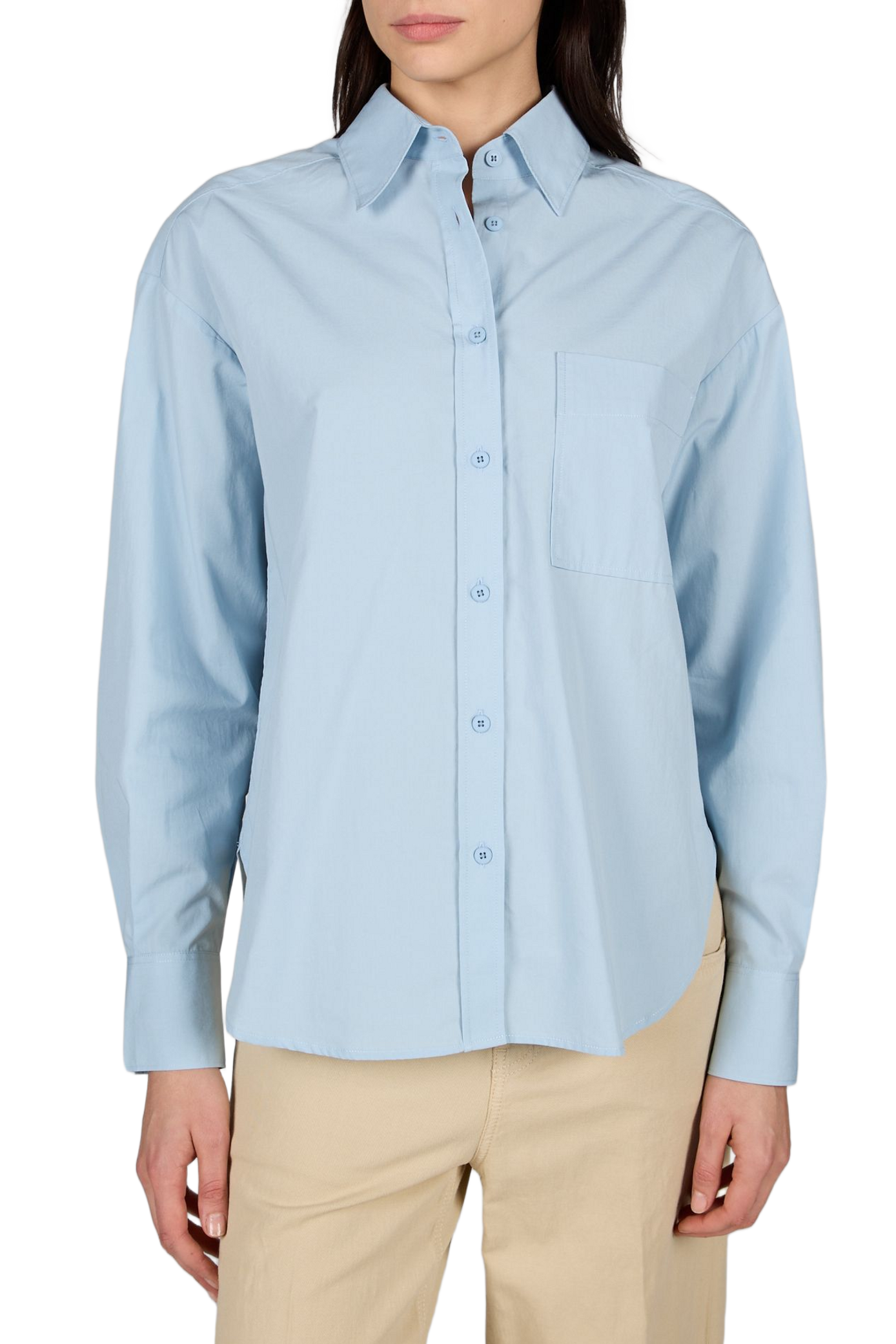 Solid cotton shirt with embroidery on the back CLOSED