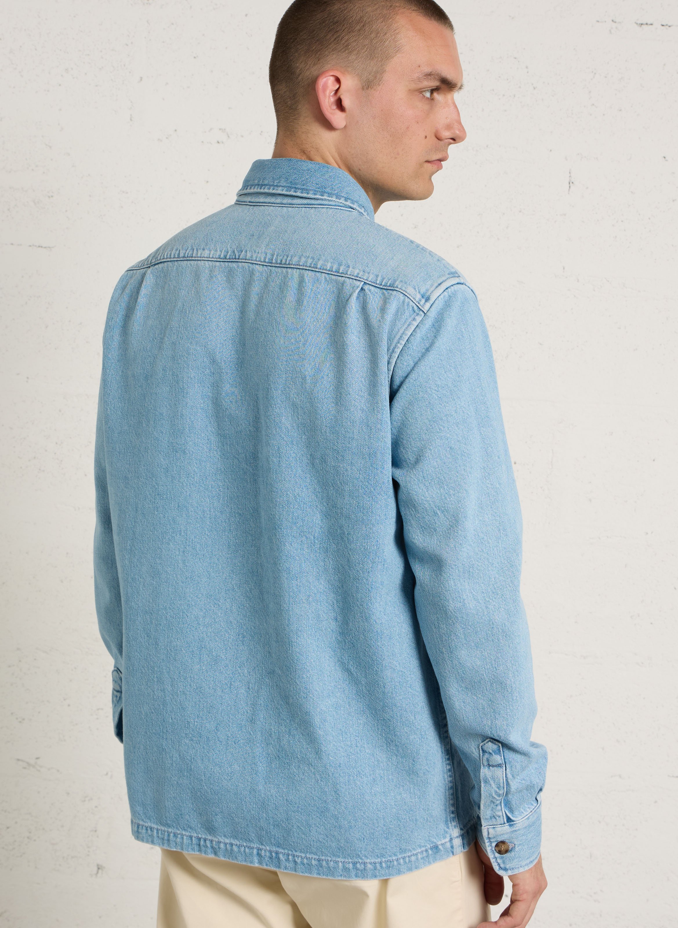 Chemise oversize col classique en coton mélangé IKKS Bleu