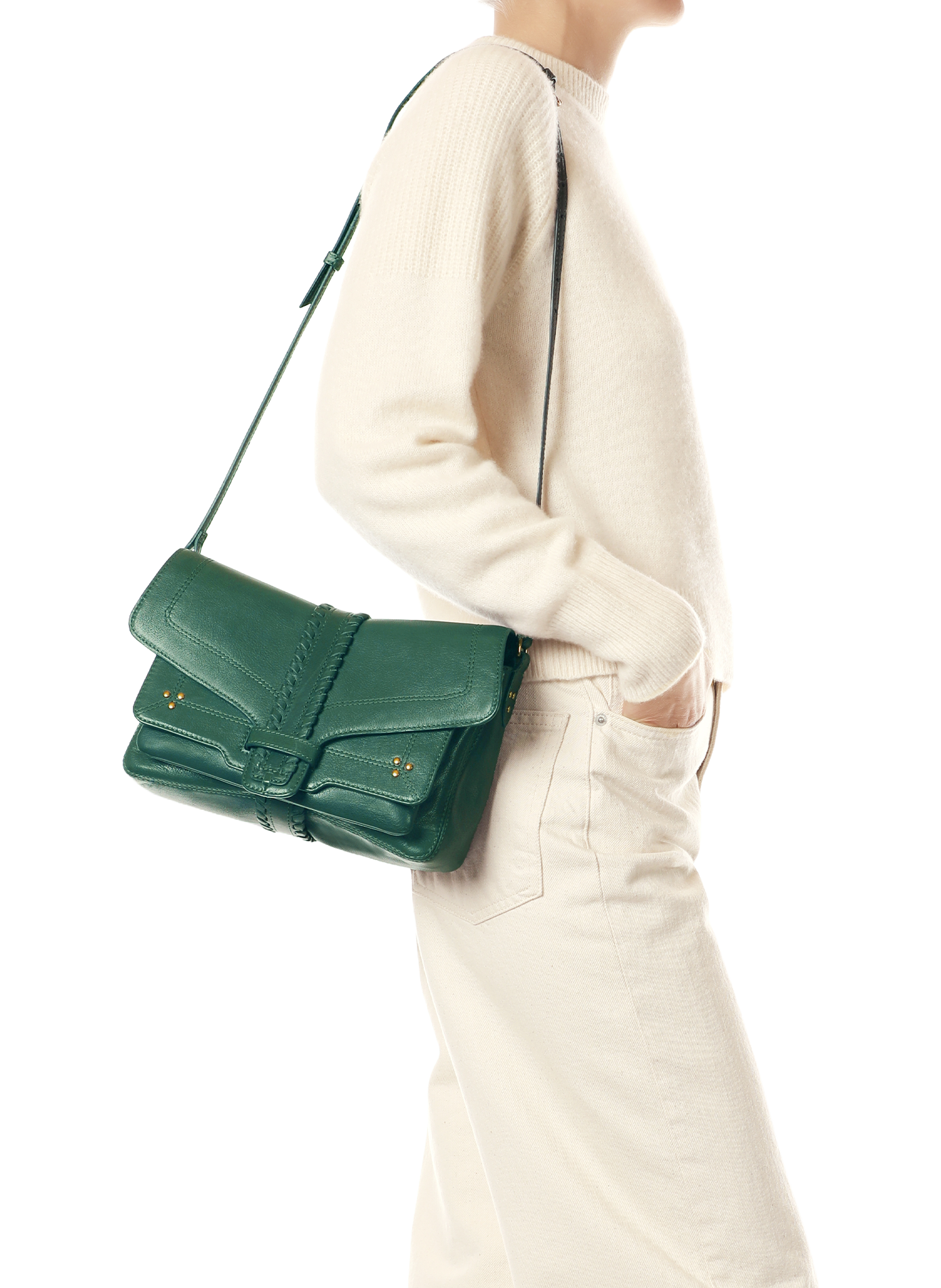 Sac épaule en cuir grainé JÉRÔME DREYFUSS Vert