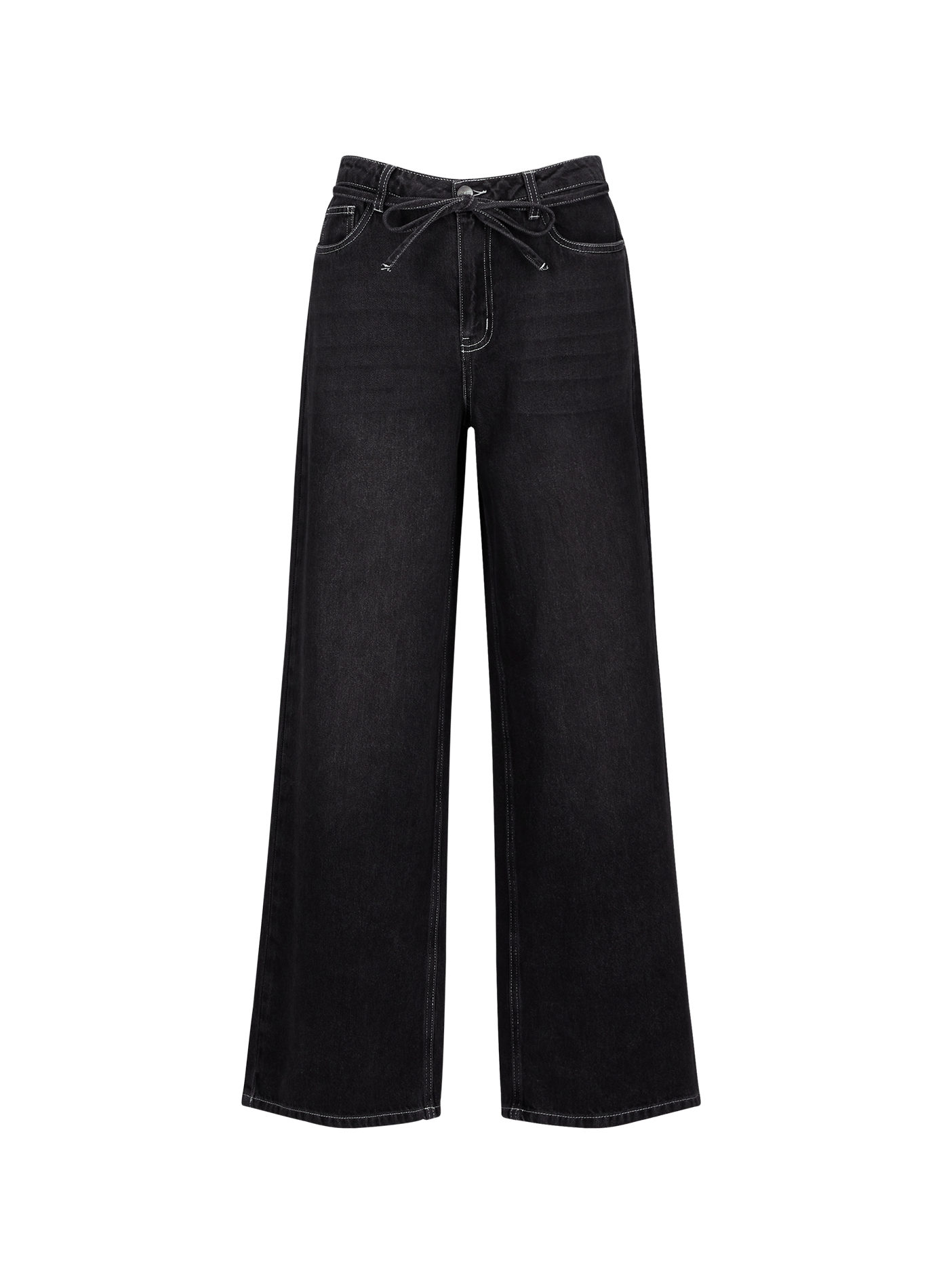 Jeans large en coton mélangé OBJECT Noir