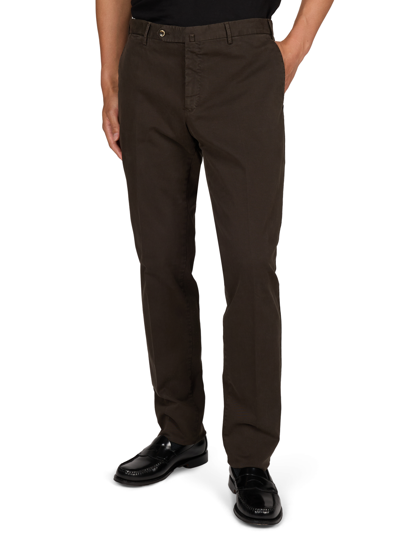 Schmale Hose mit Falten aus Baumwolle PT01 Khaki