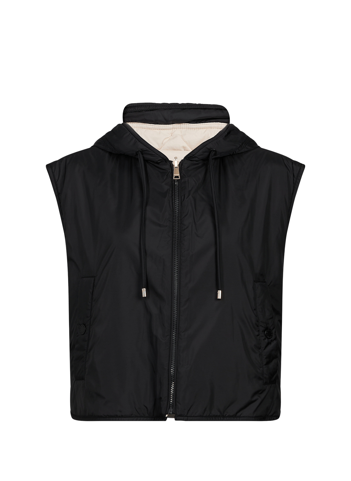 Quilted Sleeveless Hooded Puffer Vest MAX MARA WEEK END Black