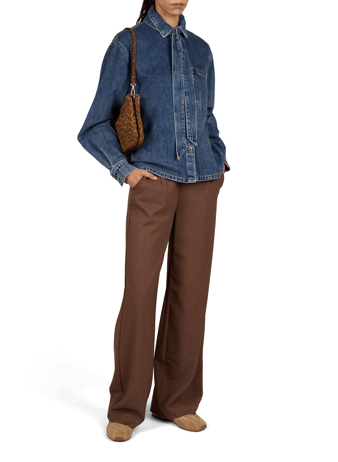 Weites Denim-Hemd aus Baumwollmischung OBJECT Blau