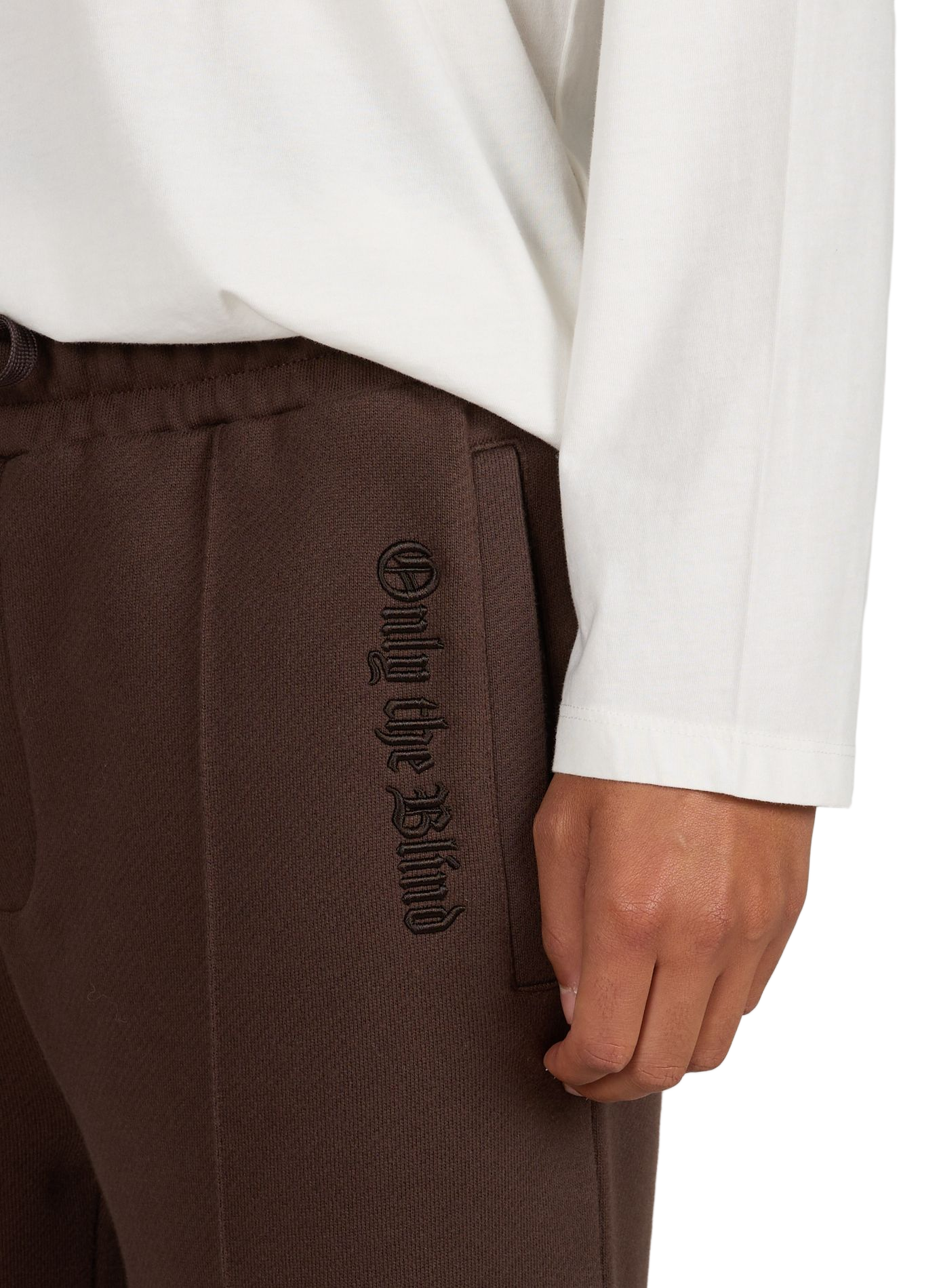 Wide leg embroidered cotton trousers | Brown ONLY THE BLIND Men