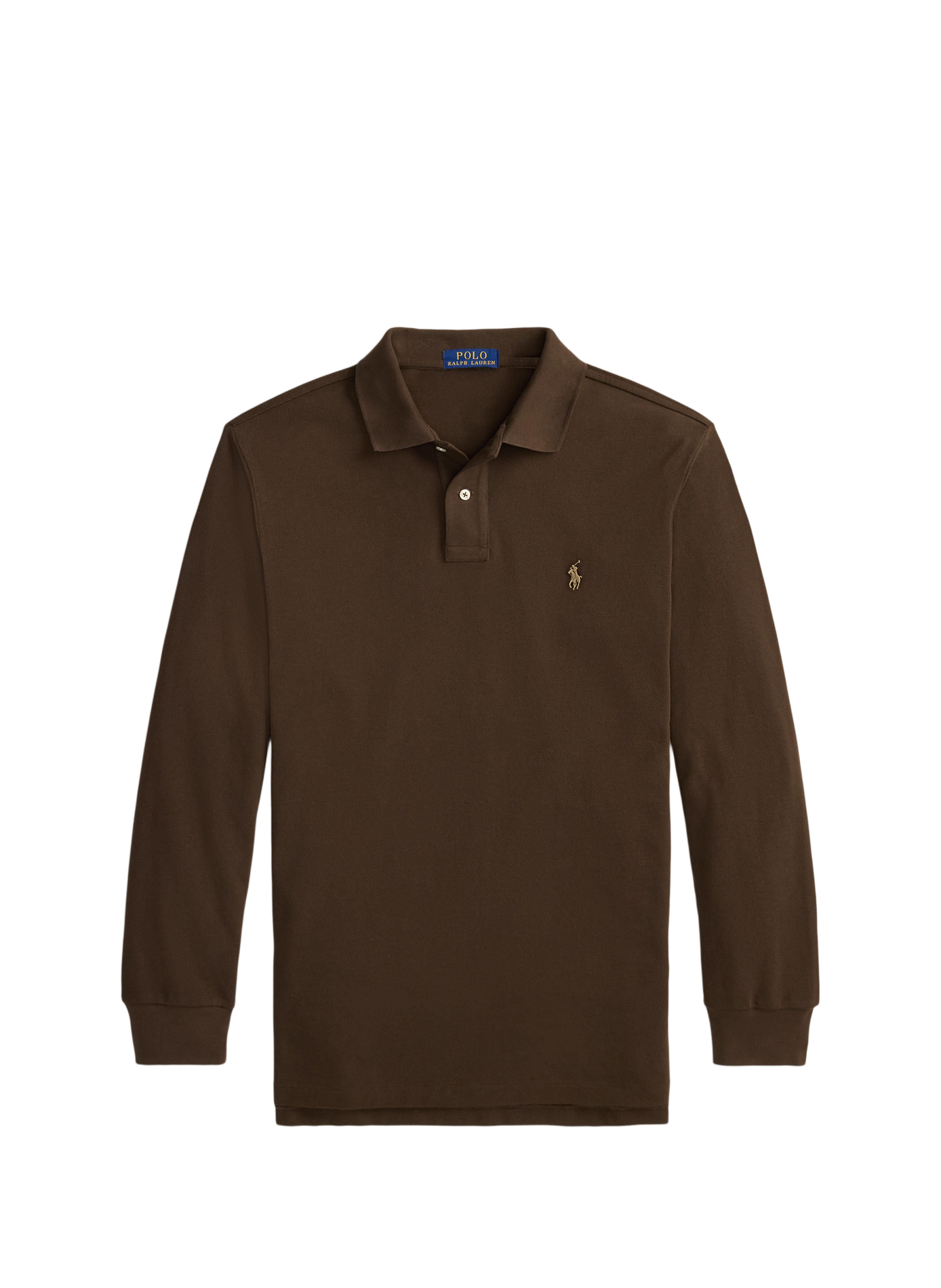 Polo manches longues droit en piqué de coton POLO RALPH LAUREN Beige