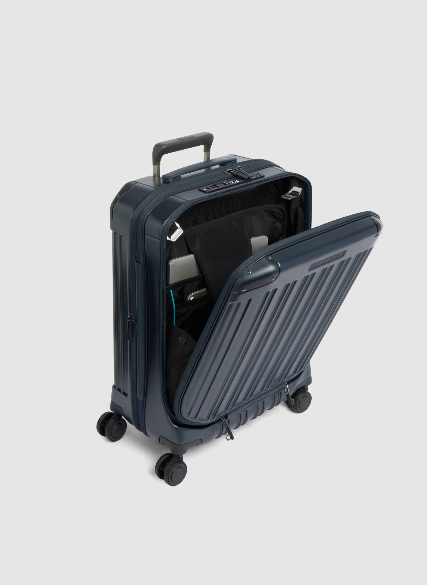 Valise cabine pour ordinateur avec deux ouvertures PIQUADRO Bleu