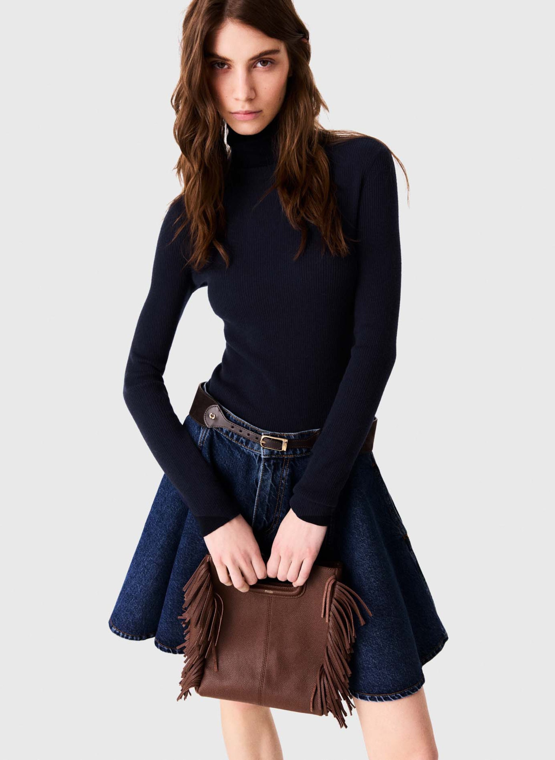 Pull moulant en laine et soie MAJE Bleu