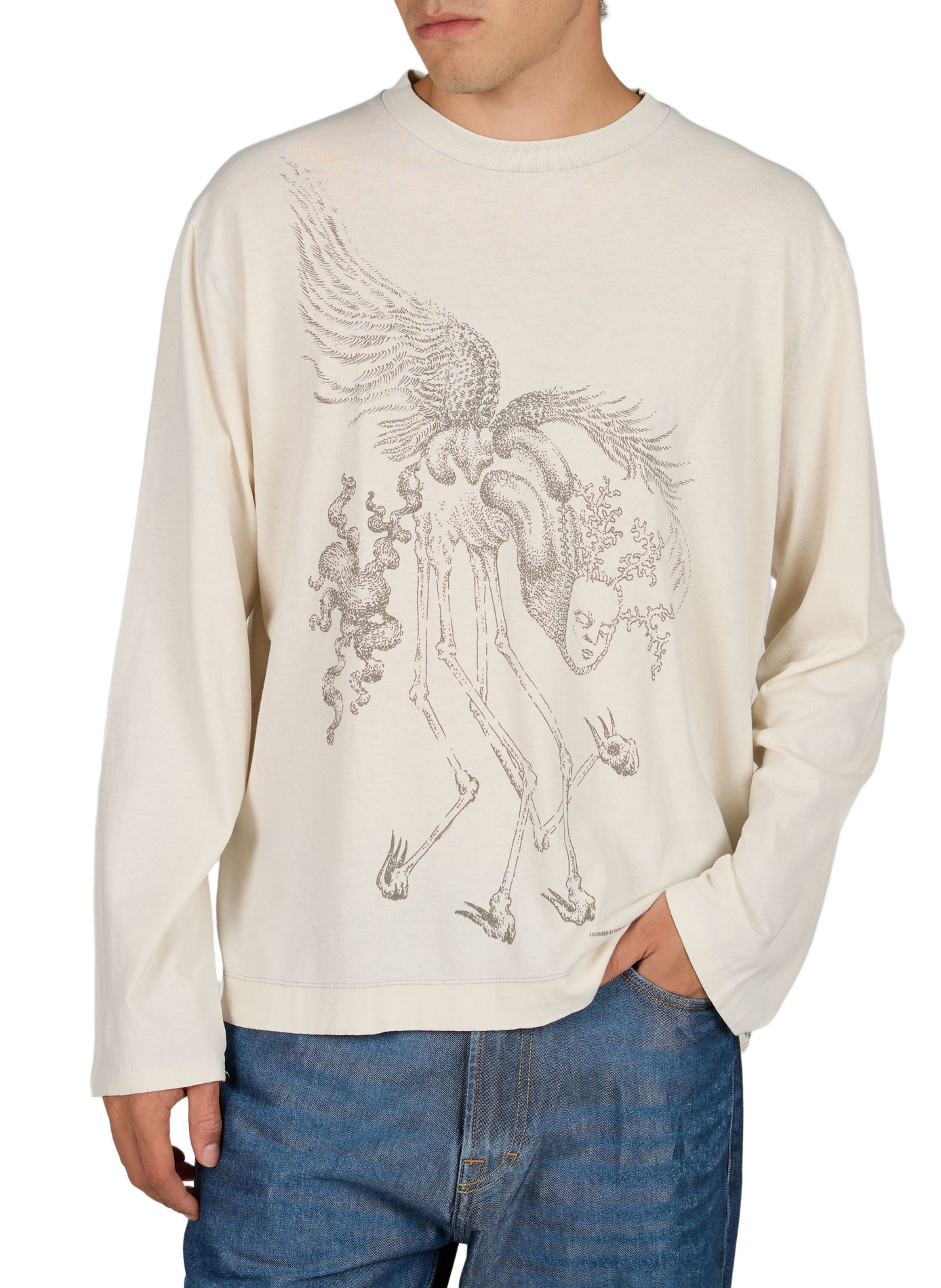Straight fit round neck printed t-shirt OUR LEGACY Beige
