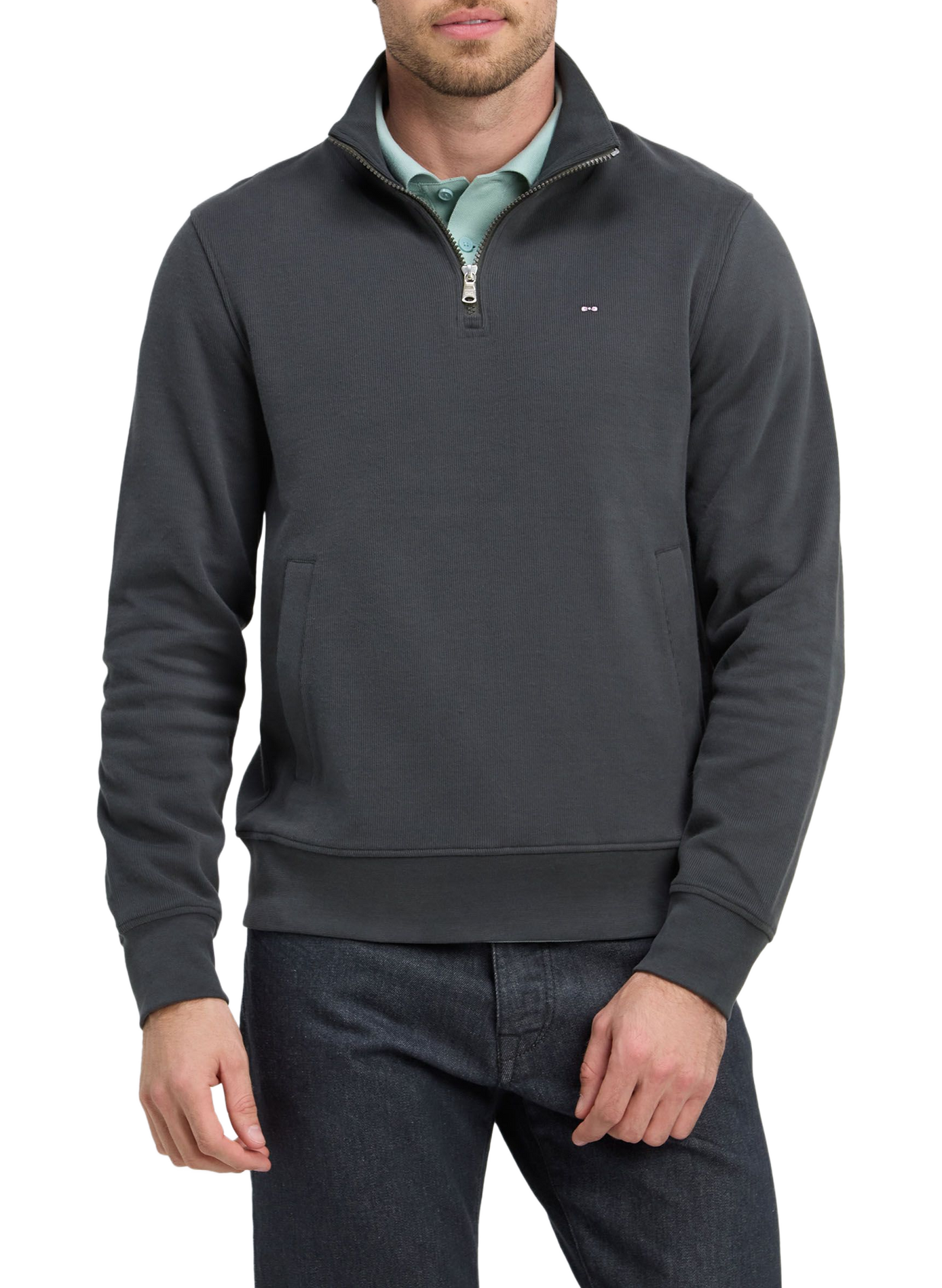 Pull col camionneur en coton EDEN PARK Kaki