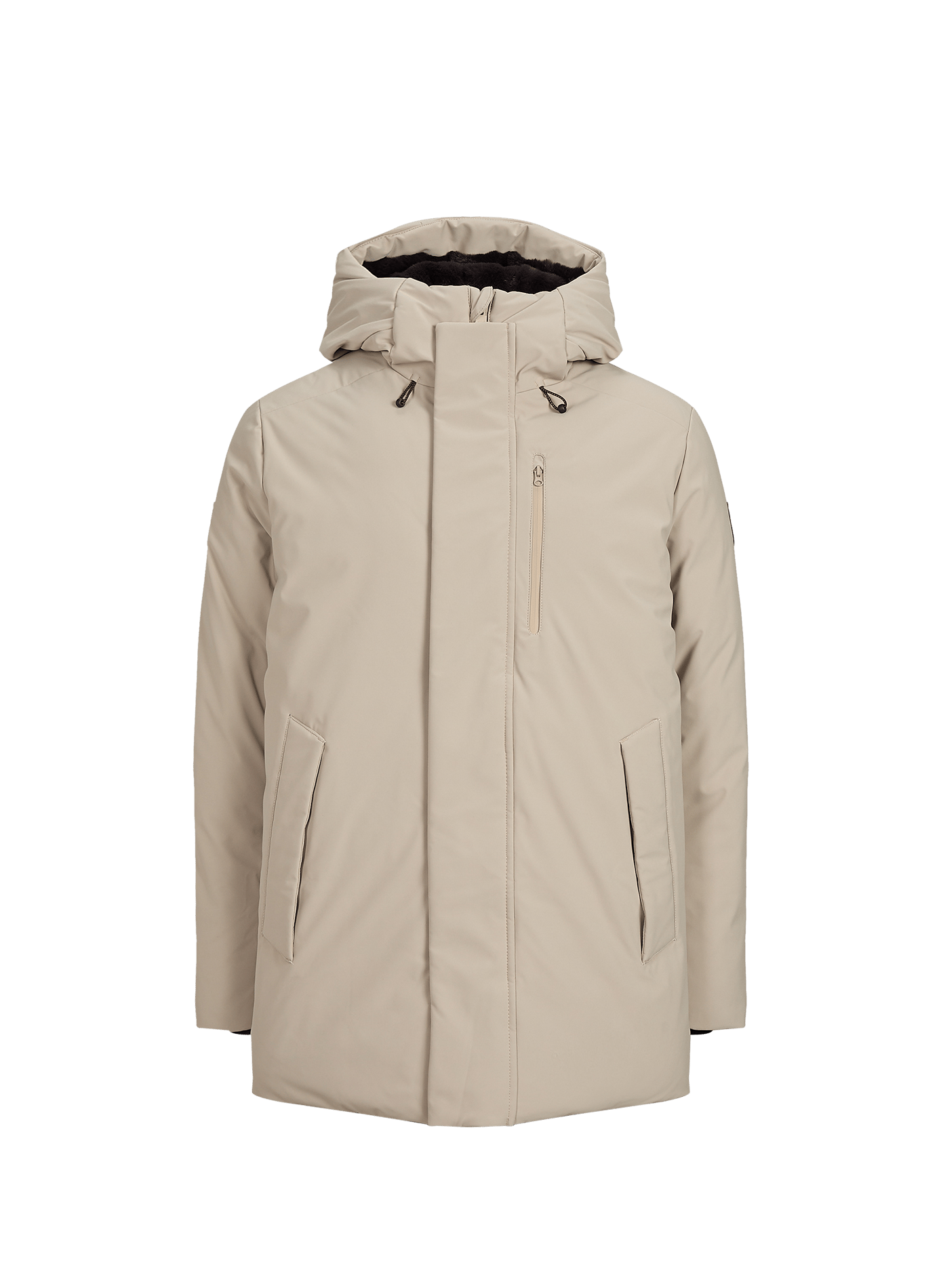 Plain hooded straight parka ANTOINE Stone beige