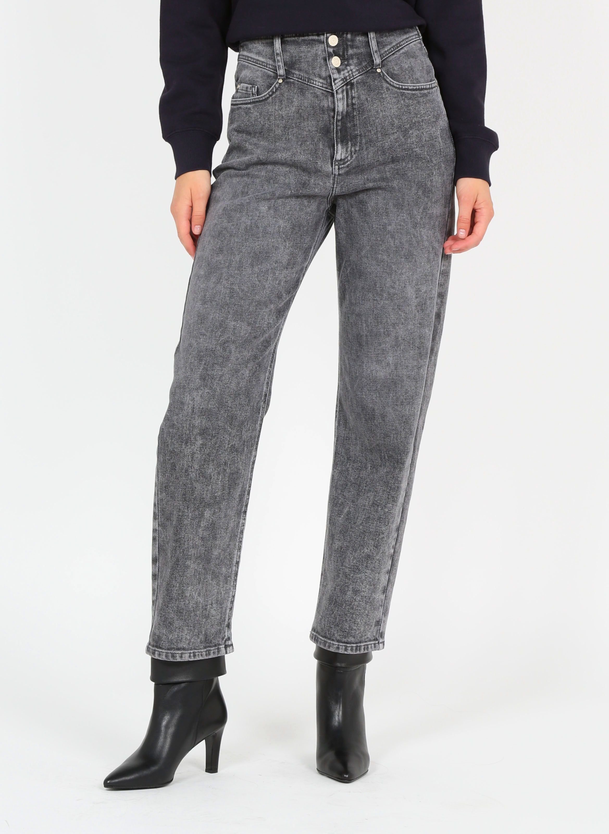 Jean droit en coton délavé