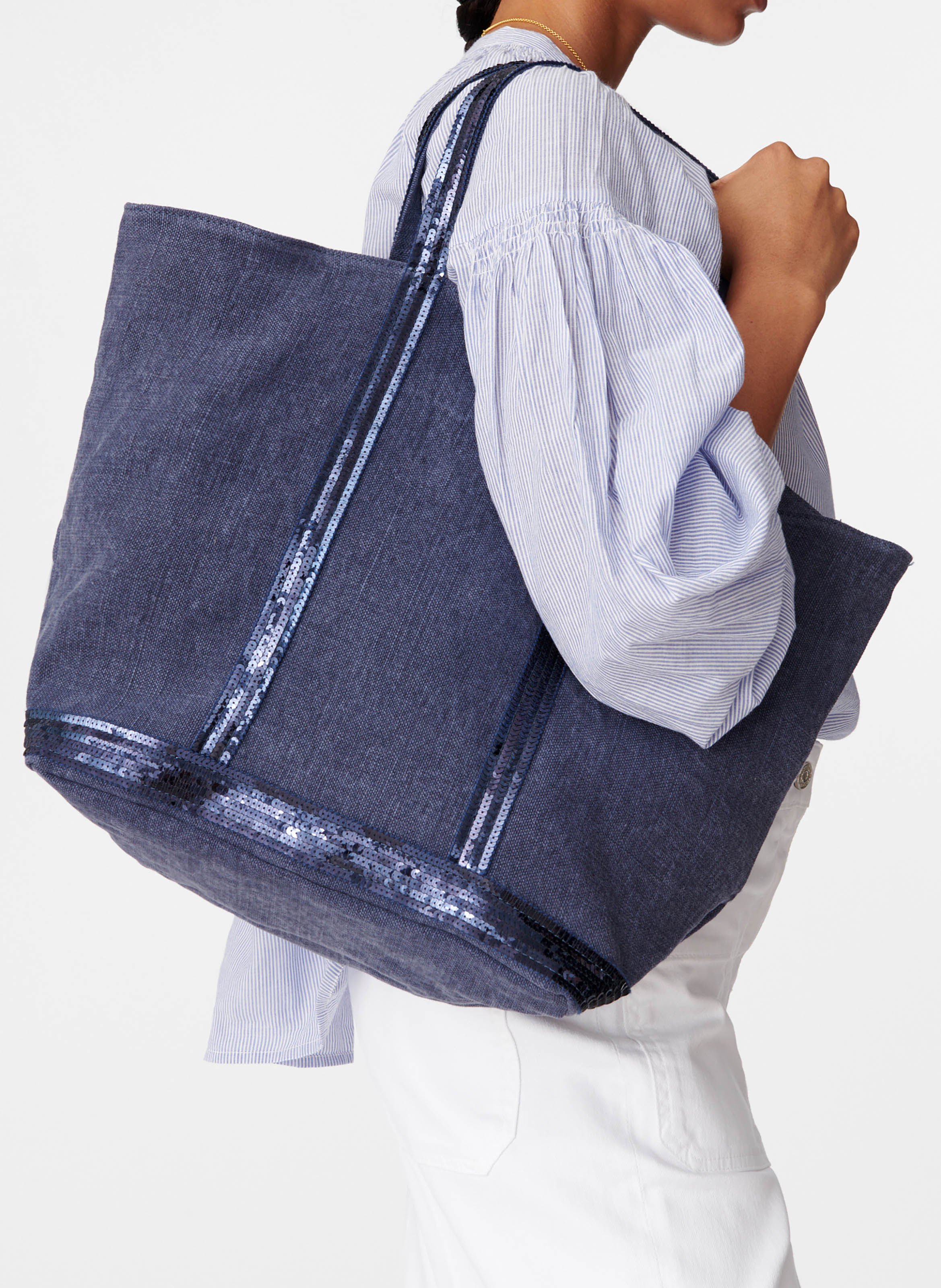 Cabas l zippé en lin VANESSA BRUNO Bleu