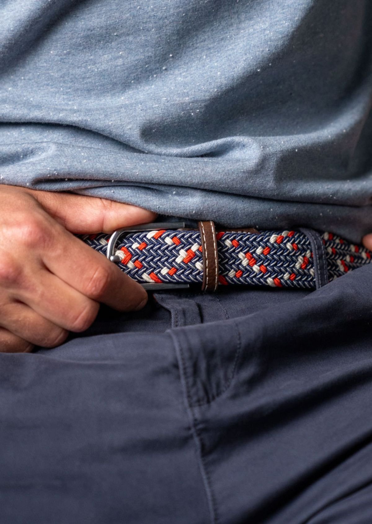 Ceinture tressée élastique multicolore BILLYBELT Bleu