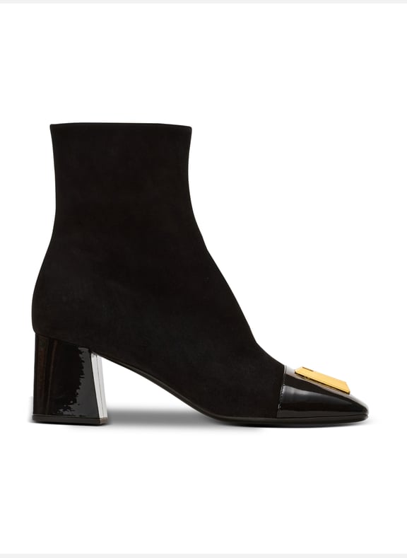 Bottines edna en cuir suédé avec bouts vernis Noir by BALMAIN BALMAIN Bottines edna en cuir suédé avec bouts vernis Noir