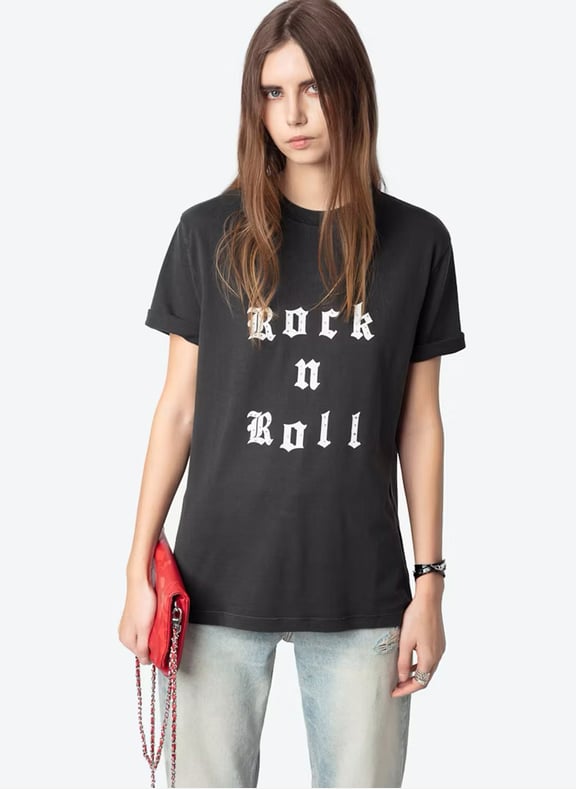Tee-shirt droit en coton sérigraphié edwin Noir by ZADIG&VOLTAIRE ZADIG&VOLTAIRE Tee-shirt droit en coton sérigraphié edwin Noir