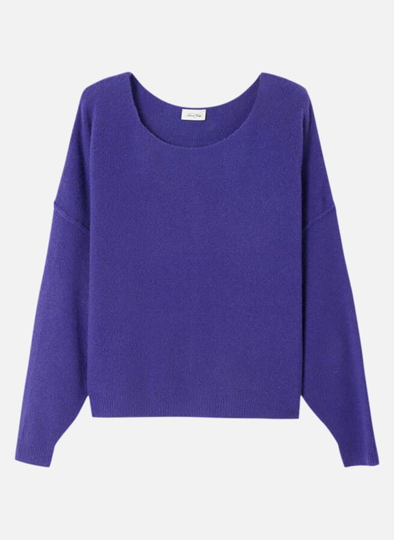 Pull ample à col bateau en maille duveteuse damsville Violet by AMERICAN VINTAGE AMERICAN VINTAGE Pull ample à col bateau en maille duveteuse damsville Violet