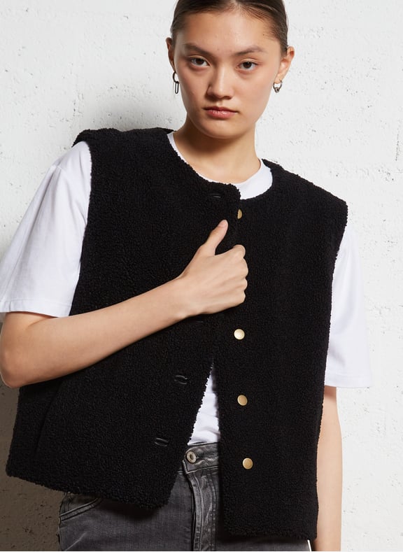 Gilet polaire col rond brooklyn Noir by MAISON 123 MAISON 123 Gilet polaire col rond brooklyn Noir