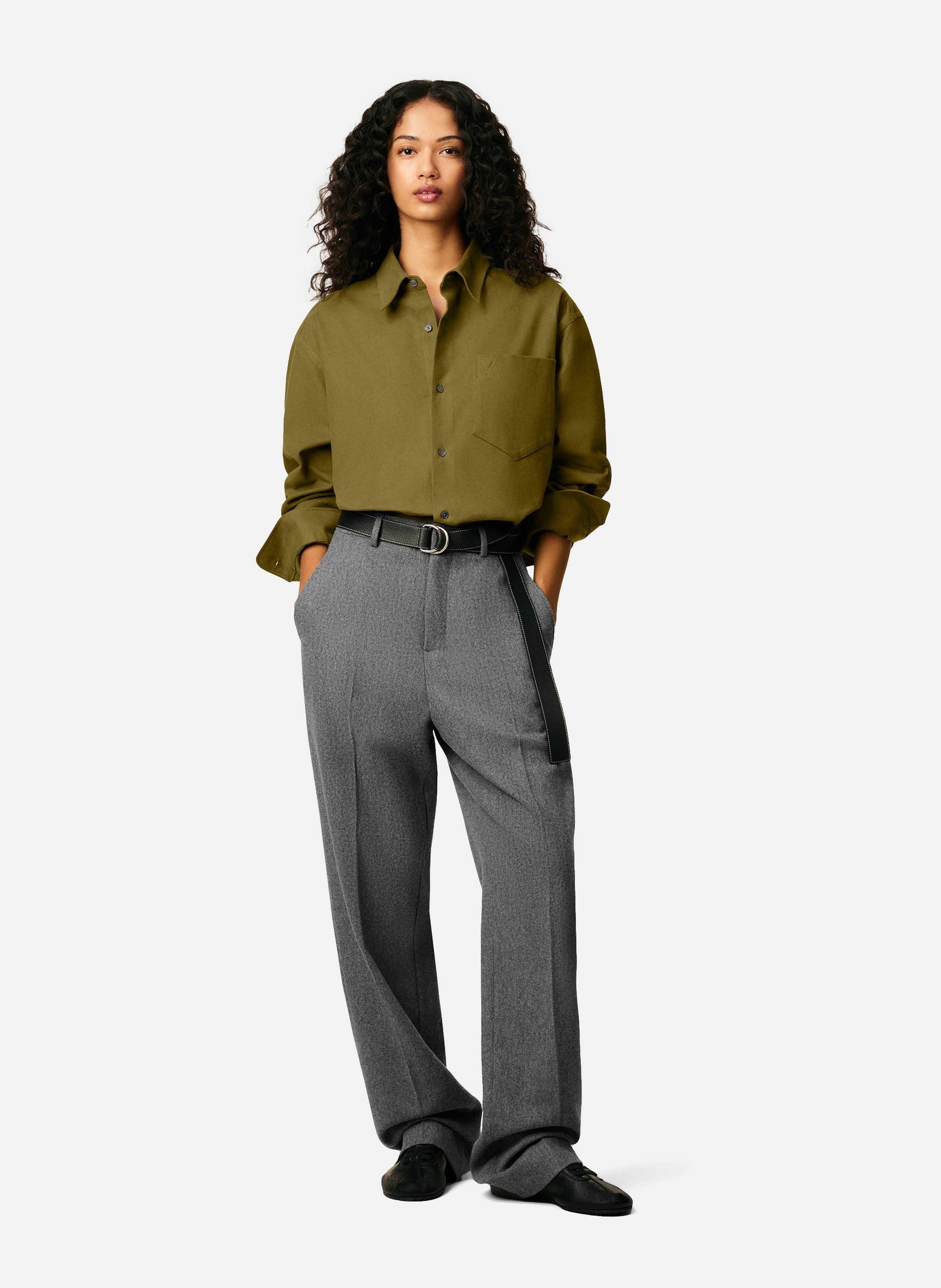 Chemise boxy embossée ami de coeur en coton unisexe AMI PARIS Vert