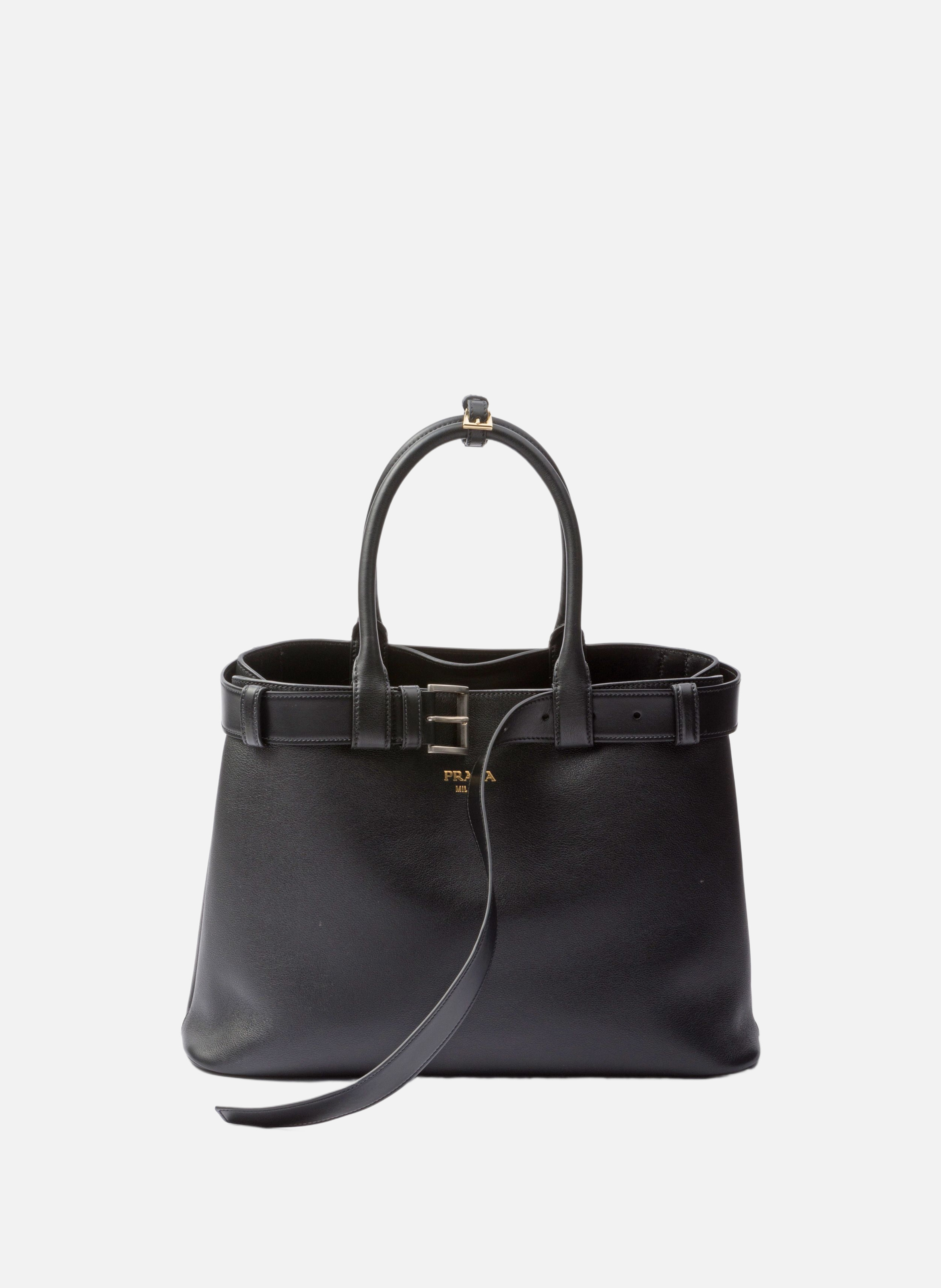 Grand sac à main prada buckle en cuir avec ceintur PRADA Noir