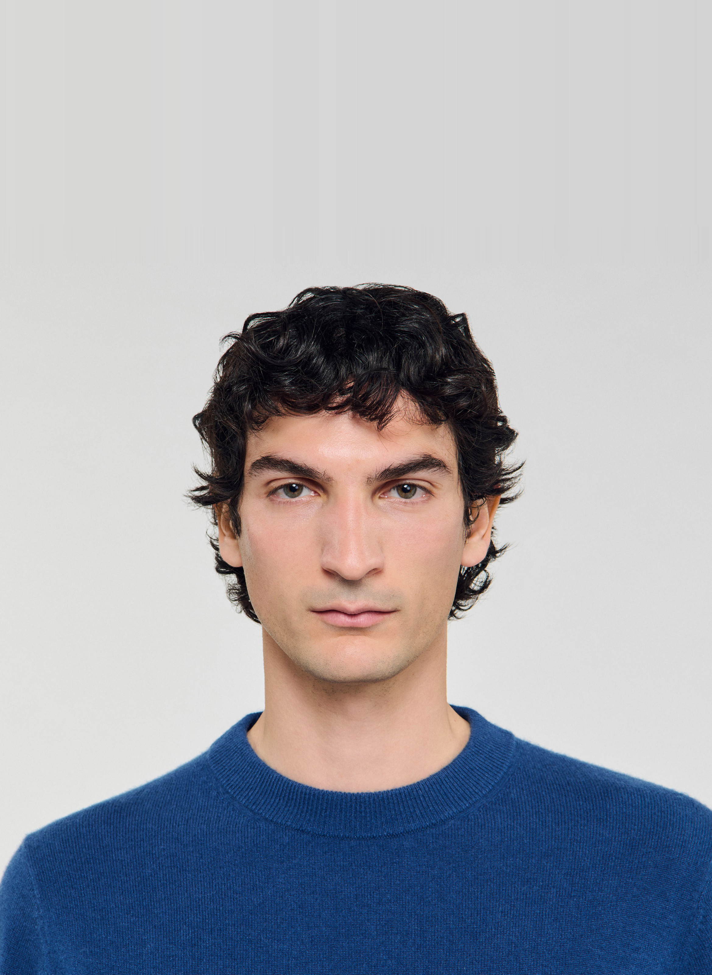 Pull col rond regular-fit en cachemire SANDRO Bleu