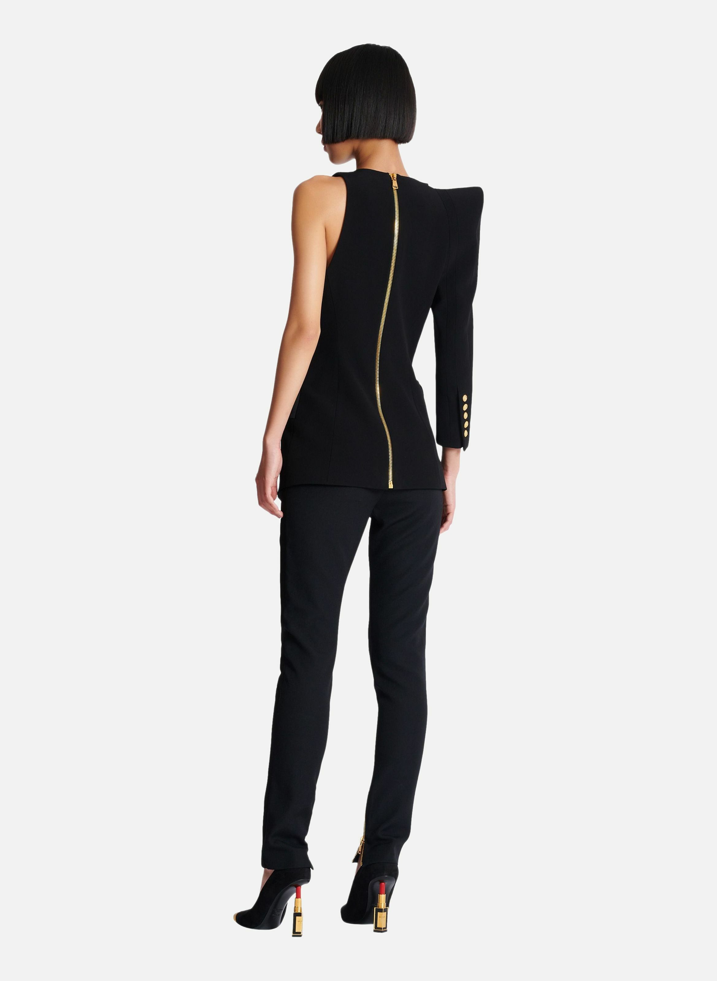 Robe asymétrique à épaule structurée BALMAIN Noir