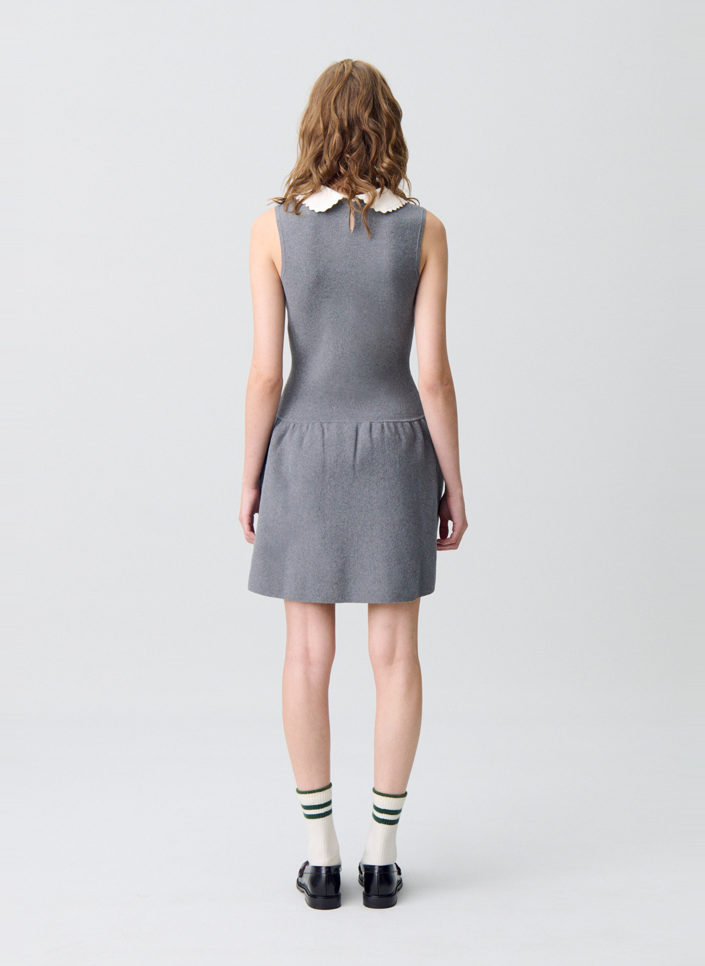 Robe midi col polo en coton mélangé mielec CLAUDIE PIERLOT Gris