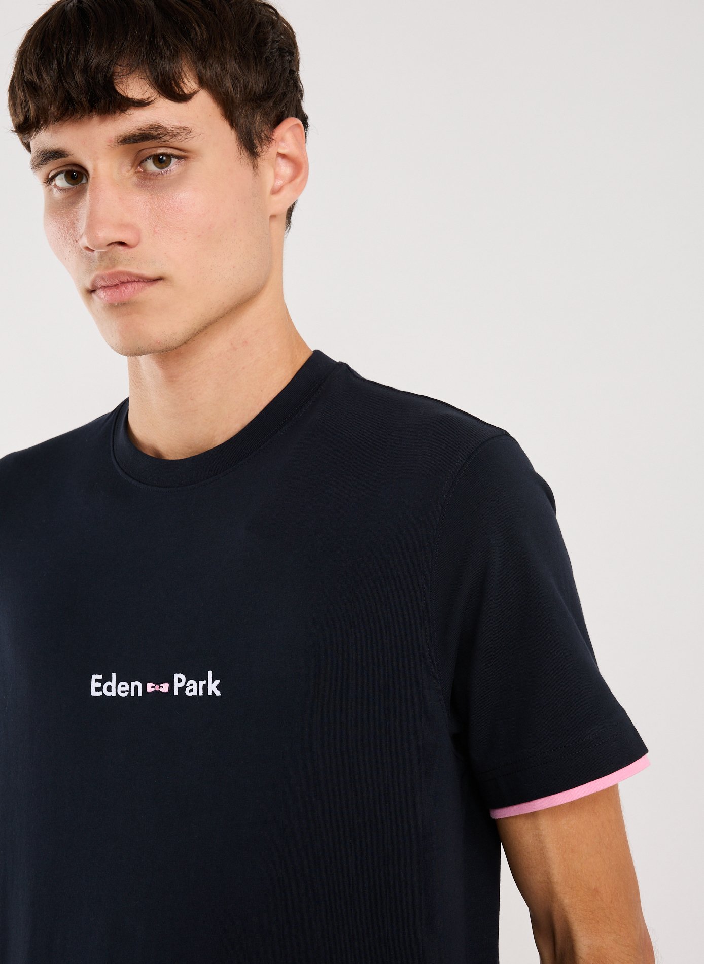 T-shirt brodé en coton EDEN PARK Bleu