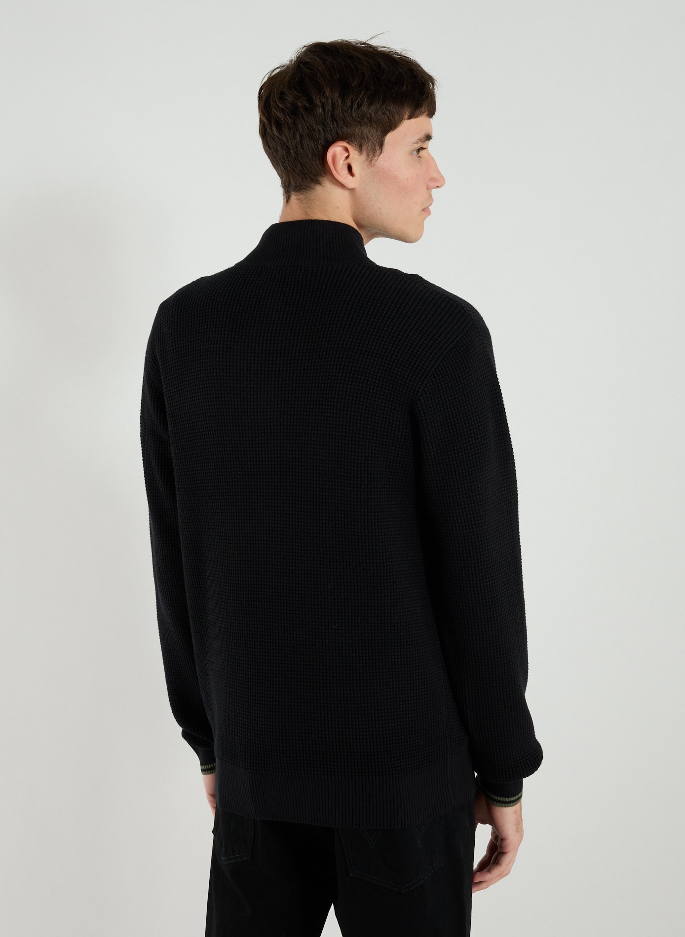 Pull gaufré en coton FRED PERRY Noir