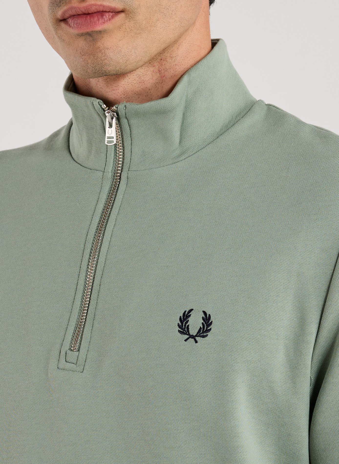 Sweatshirt col montant en coton FRED PERRY Bleu