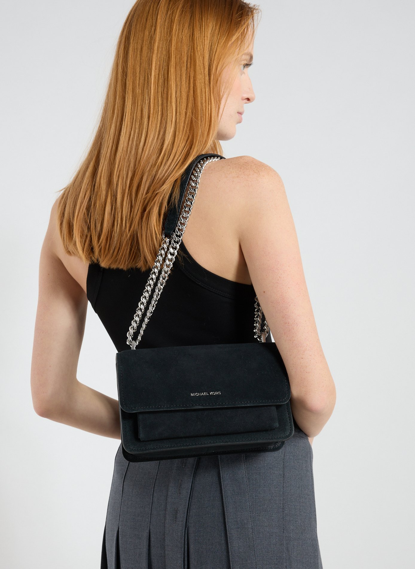 KARL LAGERFELD Small leather bucket crossbody bag Black