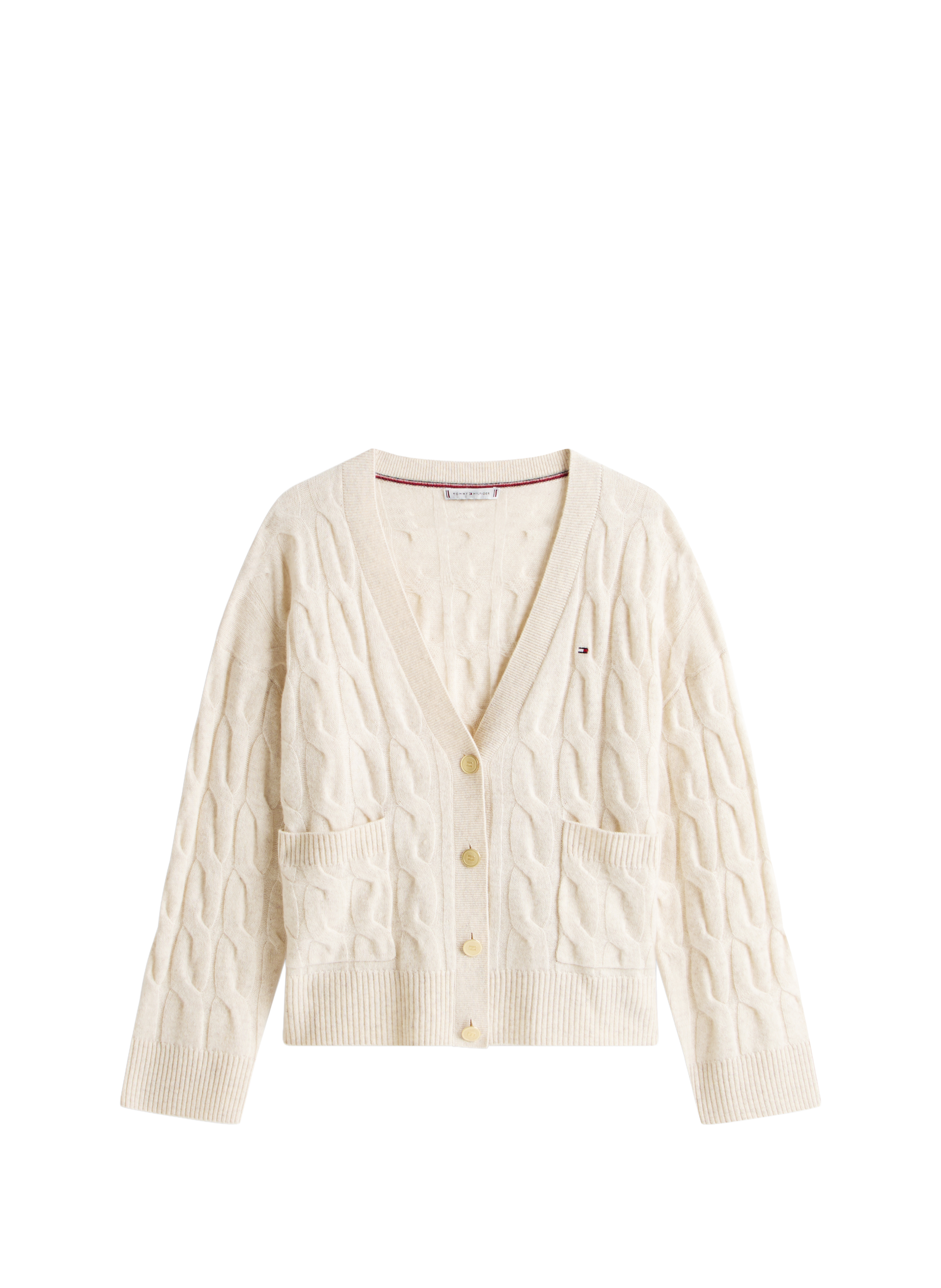 TOMMY HILFIGER Gilet col V en laine Beige