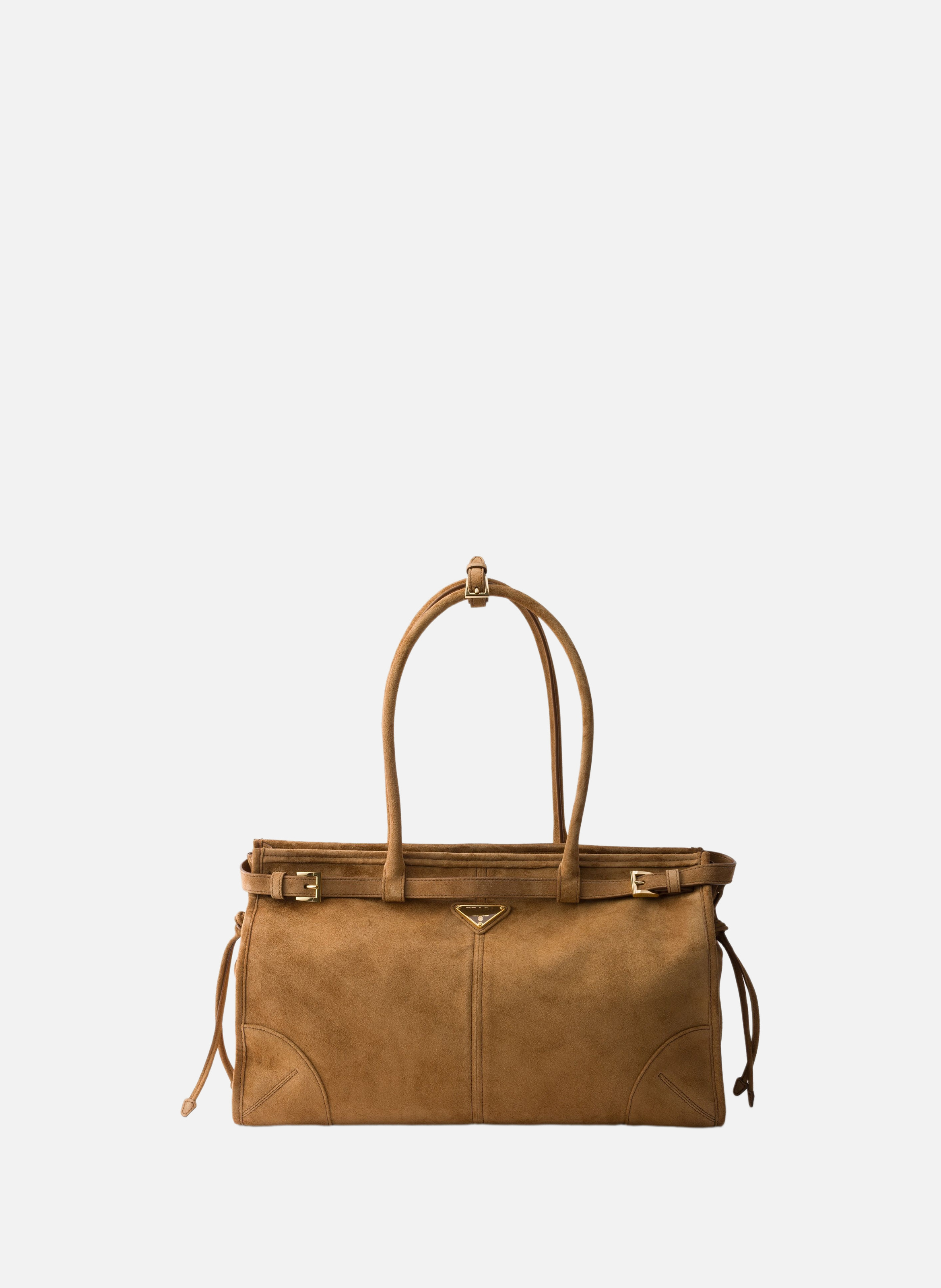 Grand sac à main prada bonnie en veau velours PRADA Marron